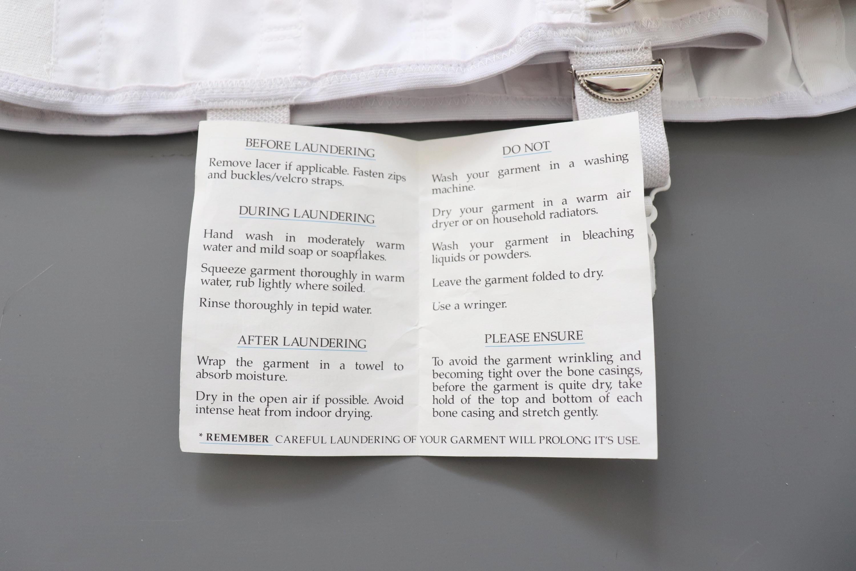 C1980s Vintage CAMP white surgical medical corset with adjustable buckles - fit 32-38" waist