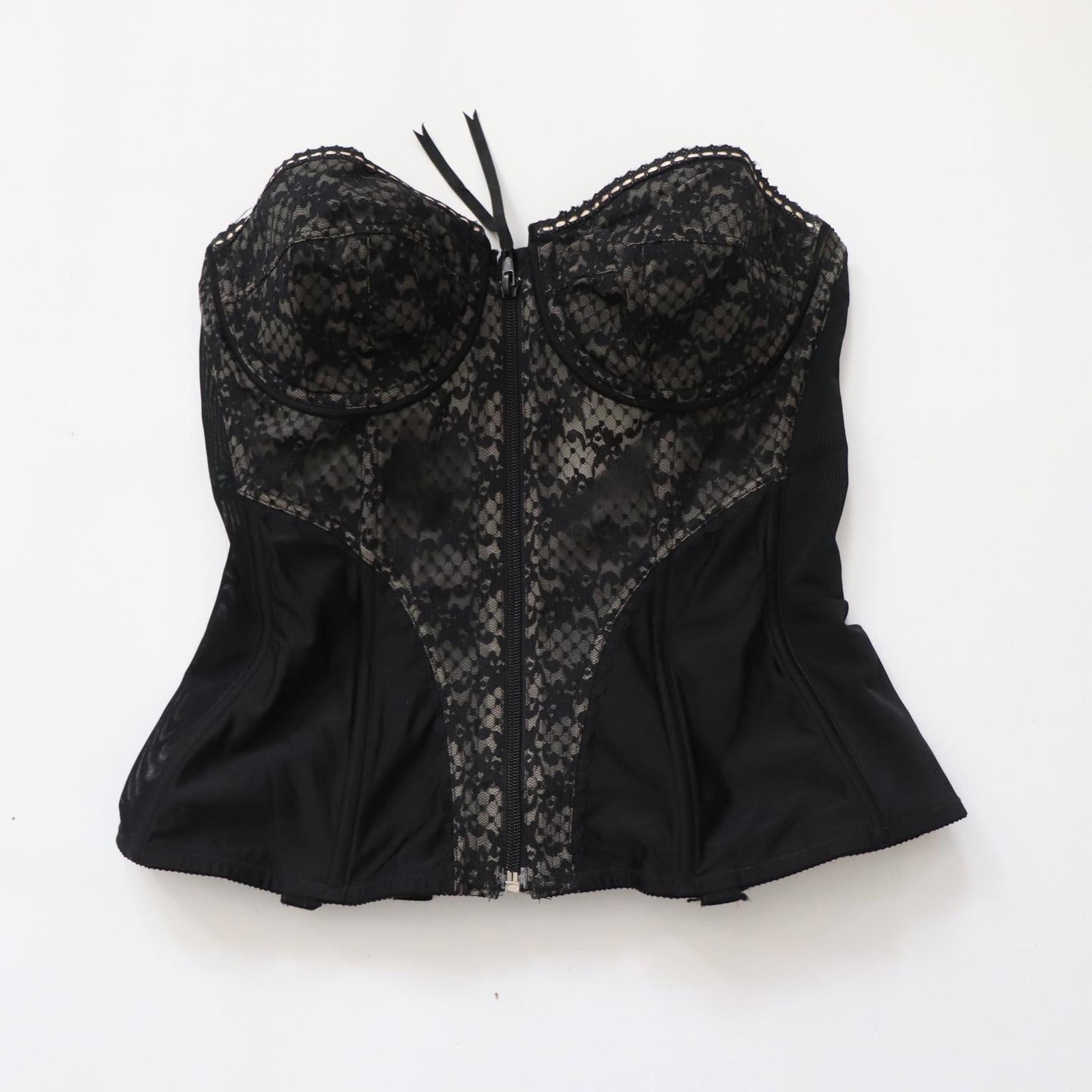 C1980s vintage Underscore by JC Penney black cupped bustier corset - SIZE 38C