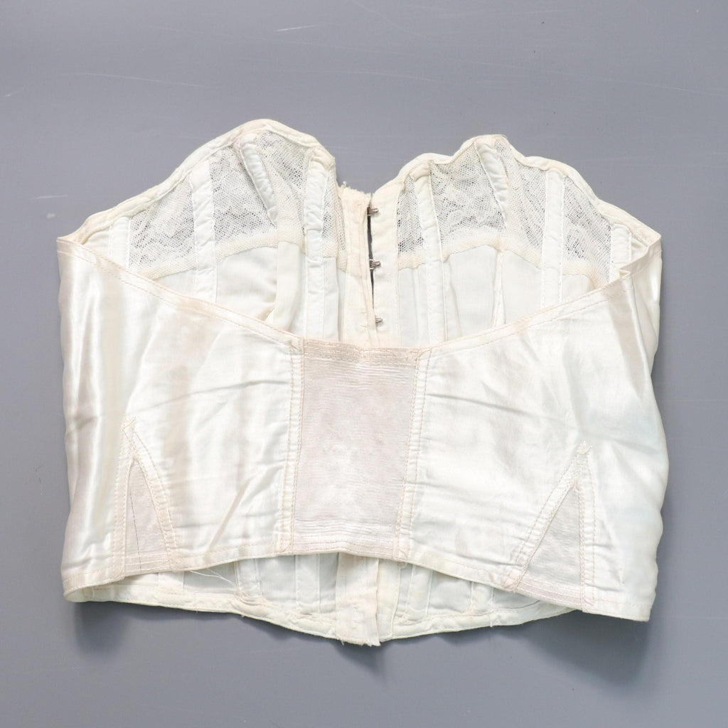 C1950s vintage Twilfit bra, white satin and lace cathedral bra, pinup lingerie -