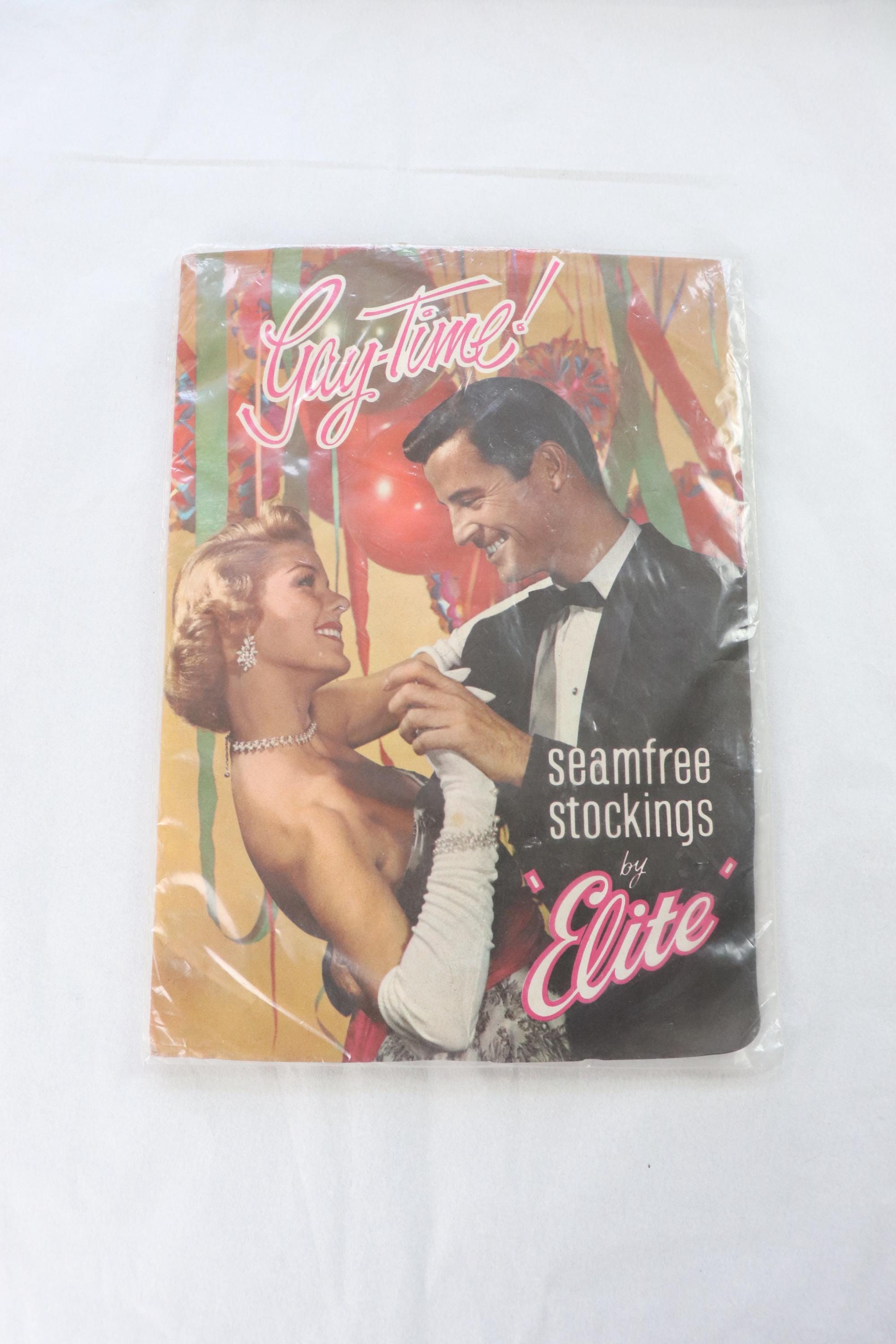 C1950s/ 1960s Vintage Gay-time by ELITE seamfree stocking in packaging - American Tan 8.5-9