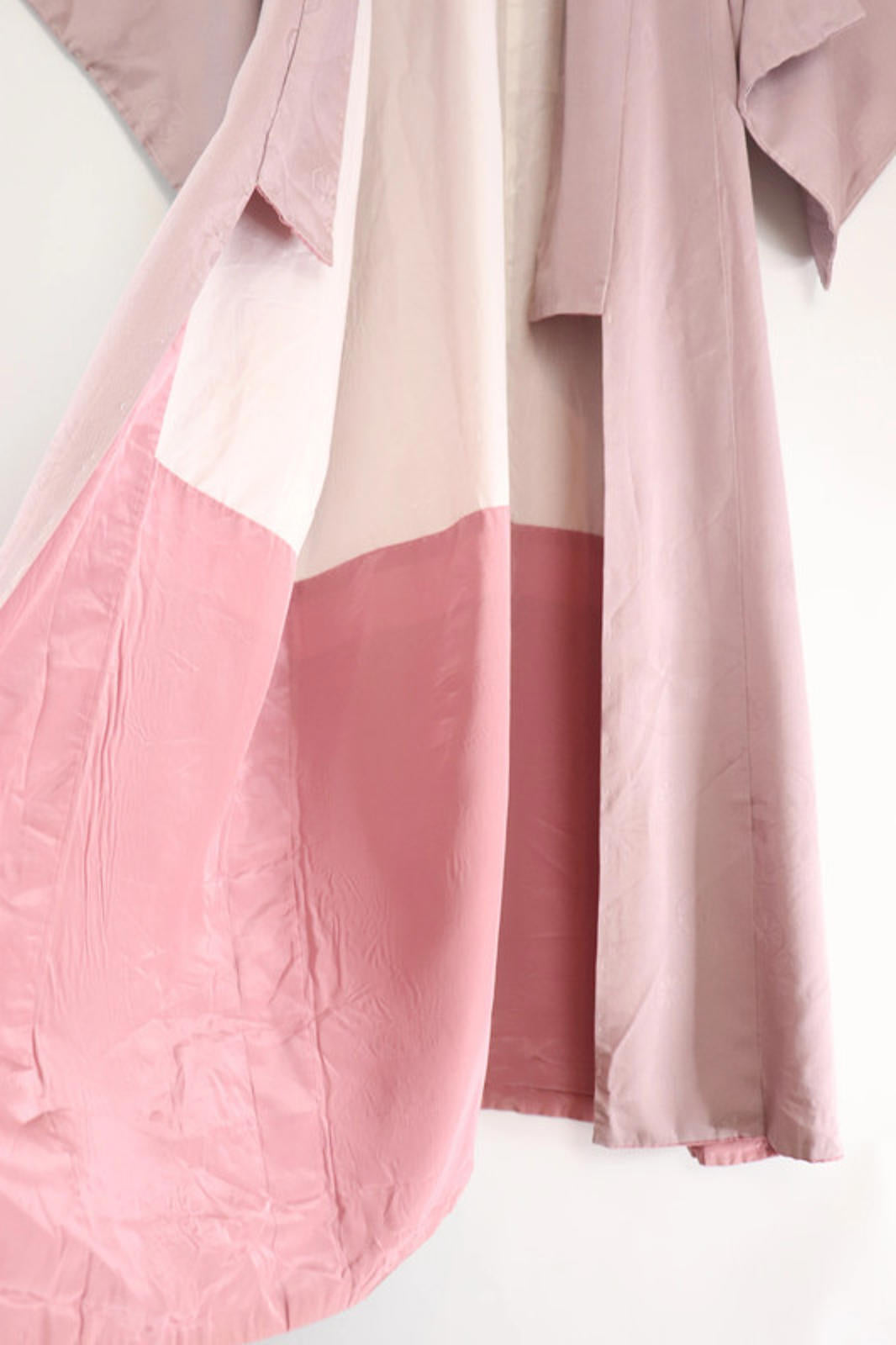 Vintage hand stitched muave/ lavender purple design long Japanese Kimono