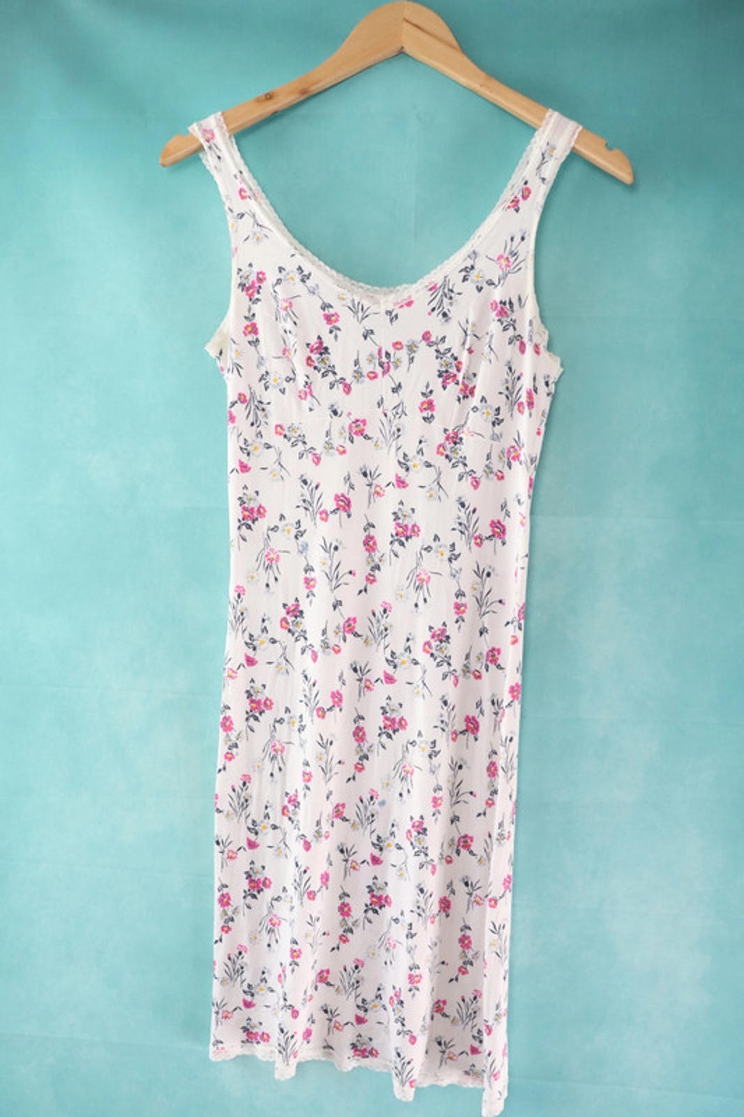 vintage white floral print slip dress -