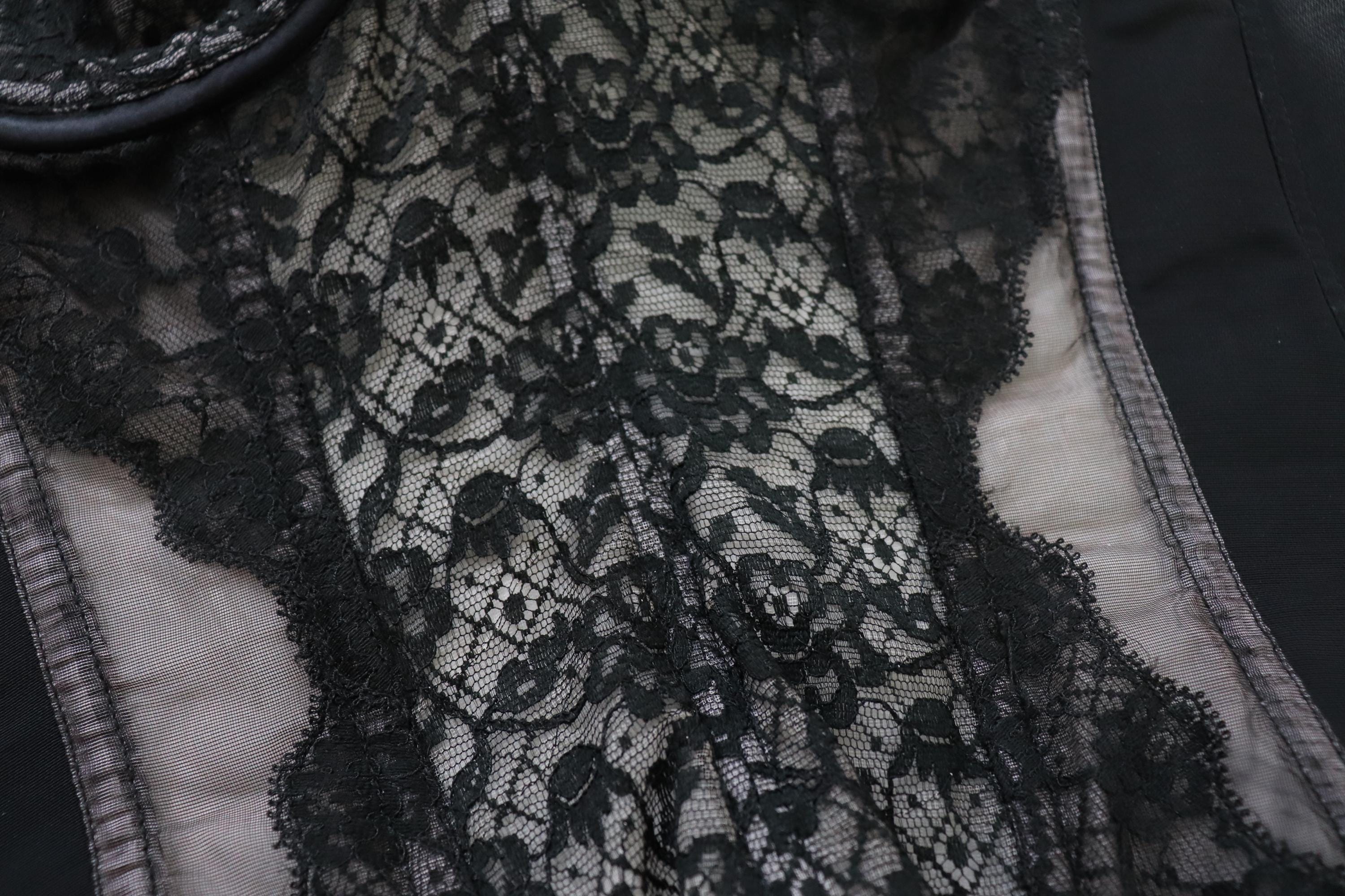 C1960s - 1970s vintage Marchioness (Macys own brand) black cupped bustier corset, 246 size 34B