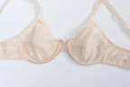 C1950s vintage french lingerie, peach pink monowire bra,