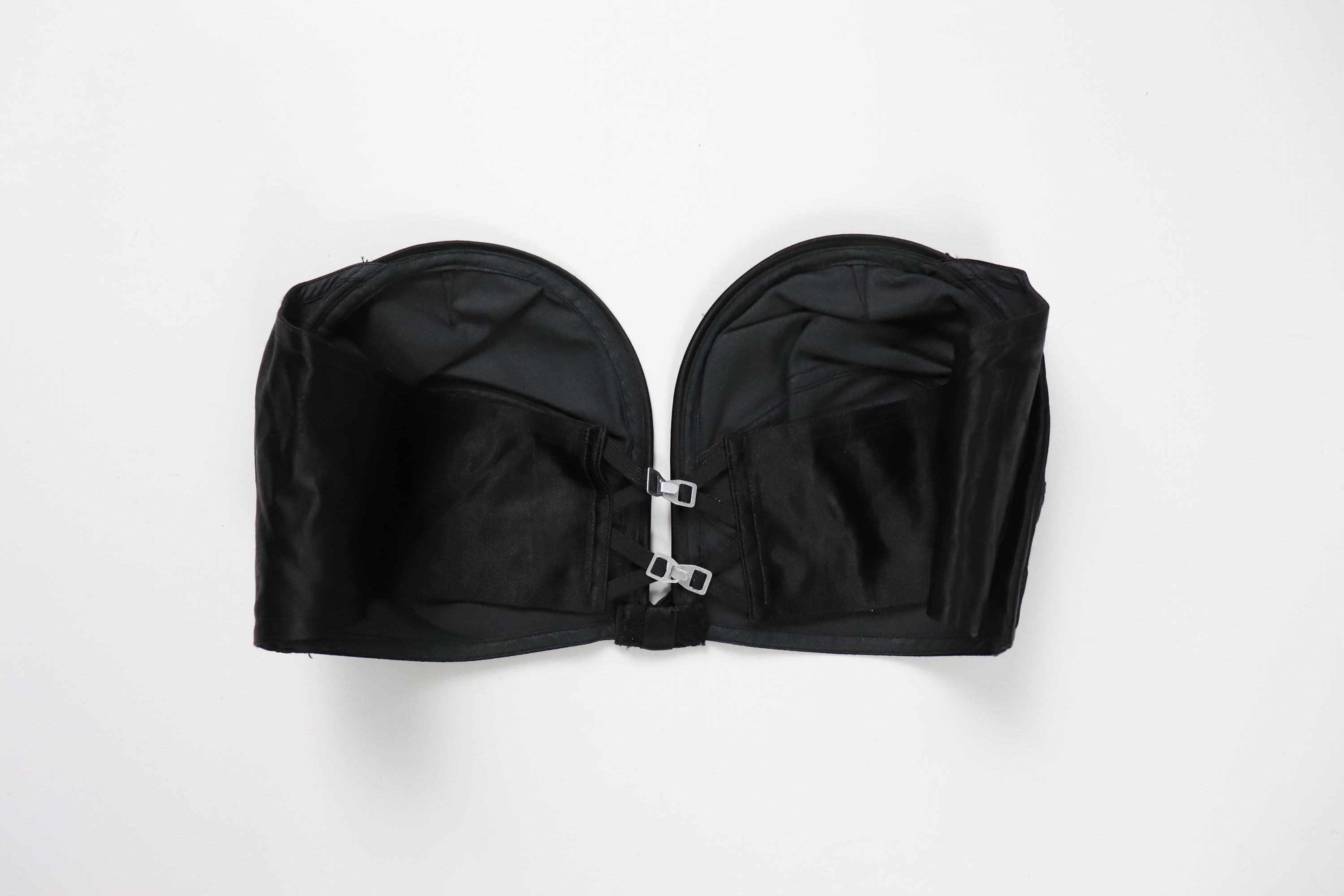 C1950s vintage Cor Fin bra - black satin overwire bra, monowire bra, pinup lingerie