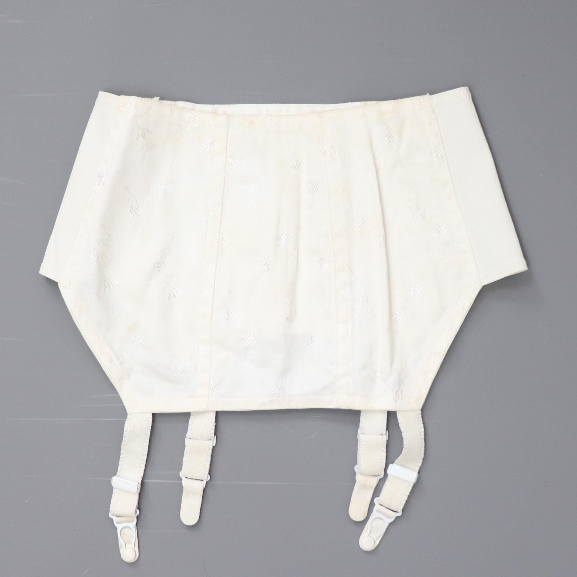 C1960s Vintage Court Royal wide white coutil suspender belt