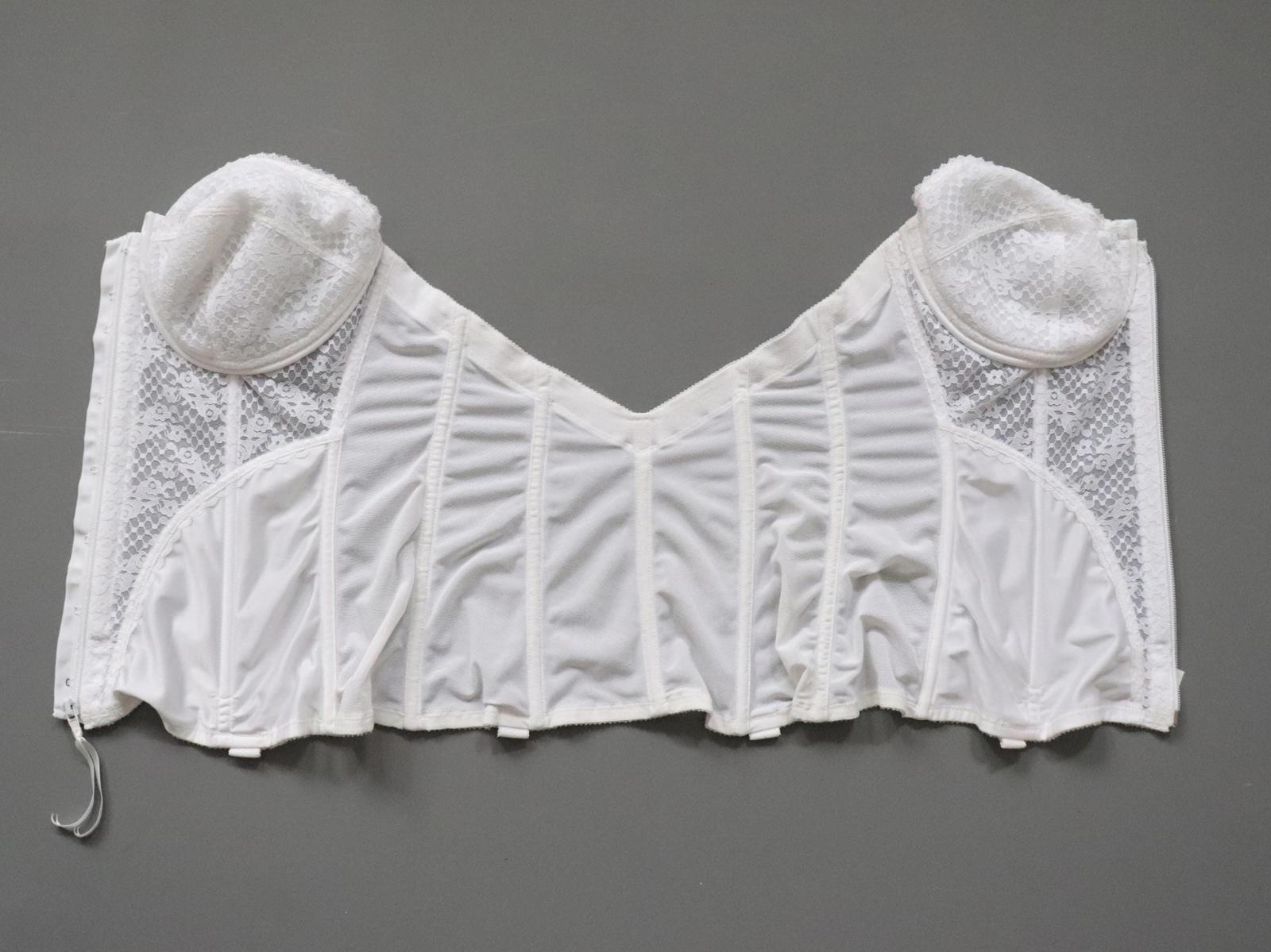 C1960s vintage Lady Marlene white cupped zip bustier corset,  style 986 size 40D