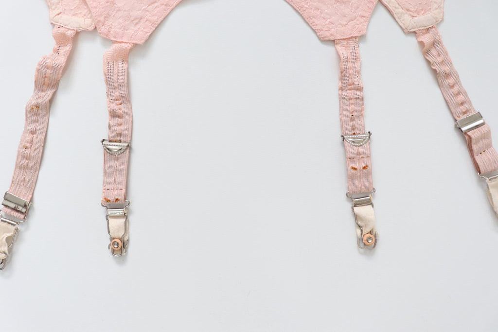 C1940s vintage pink satin suspender