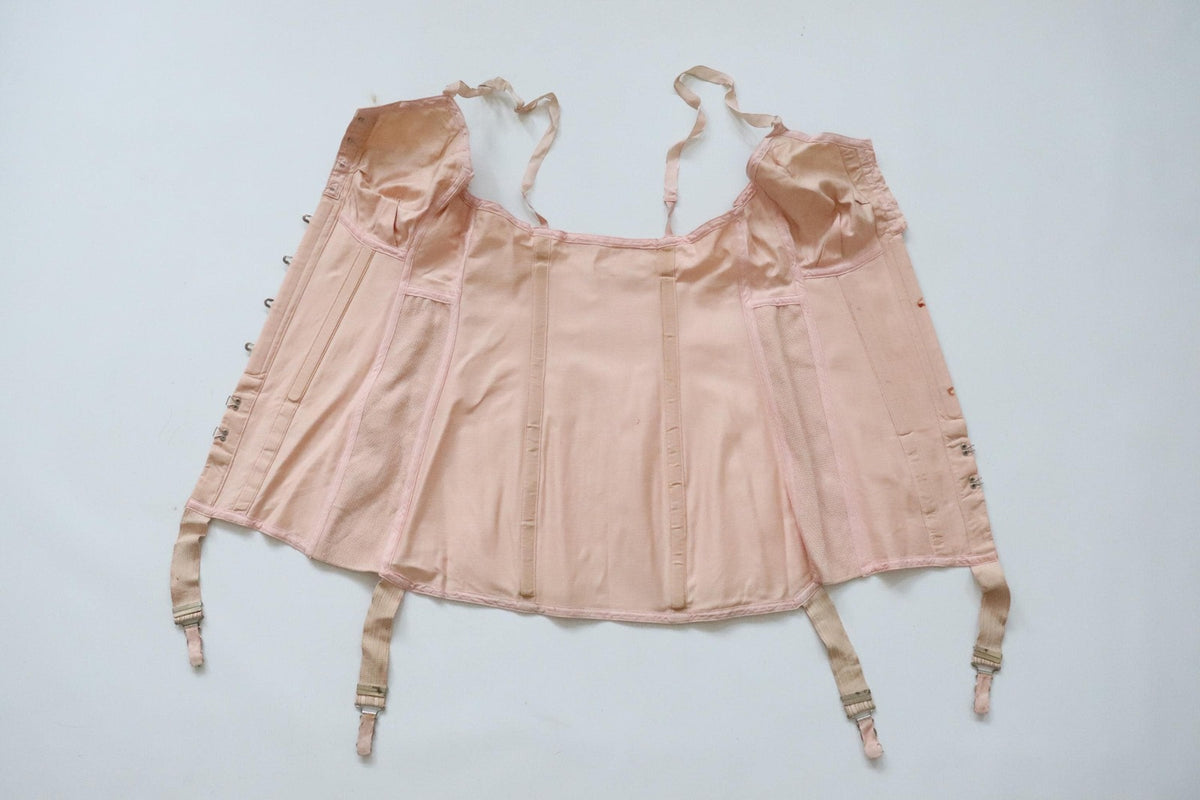 C1940S C1950S Vintage pink cotton sateen corsellete