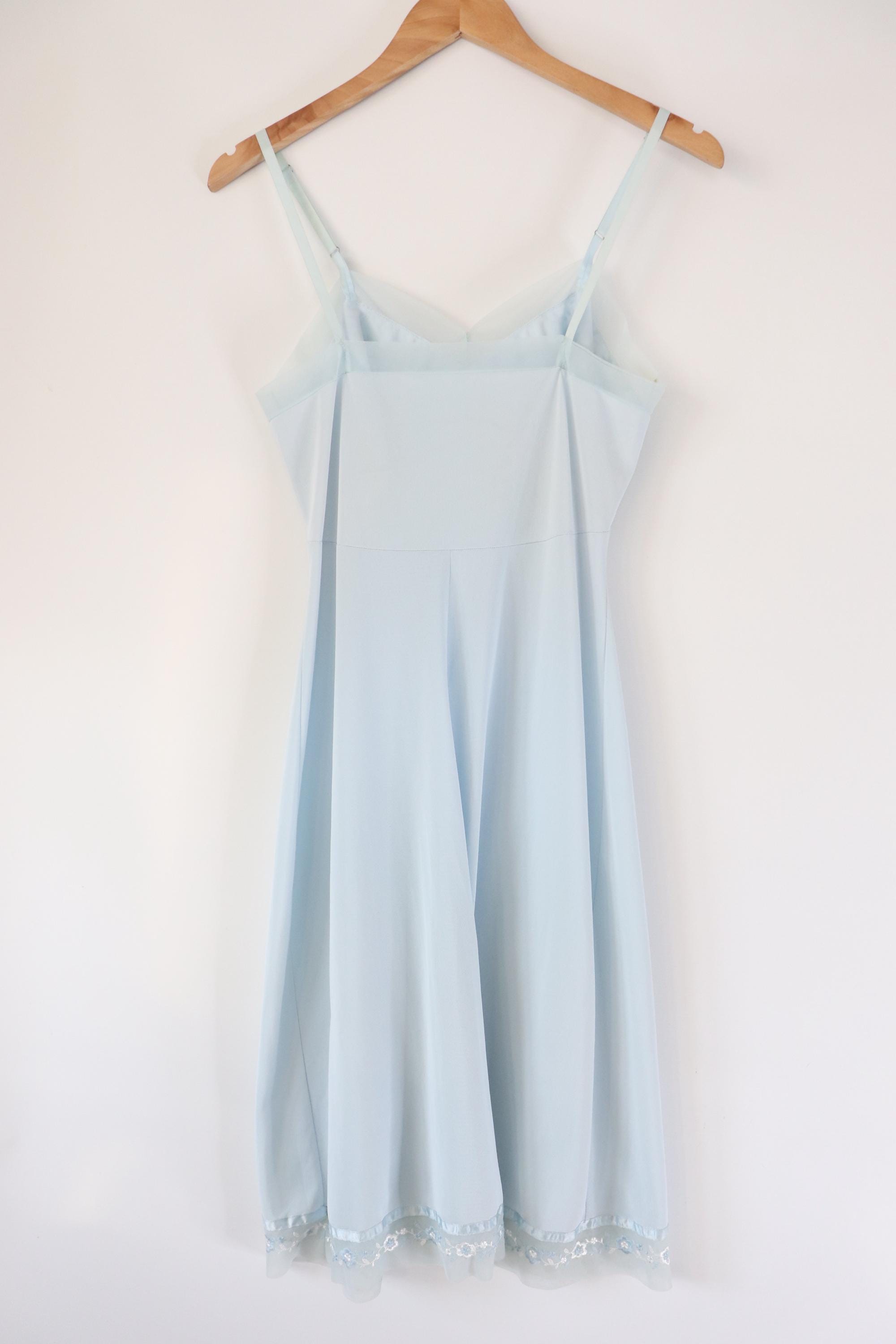 C1960s Vintage KAYSER nylon jersey powder blue slip