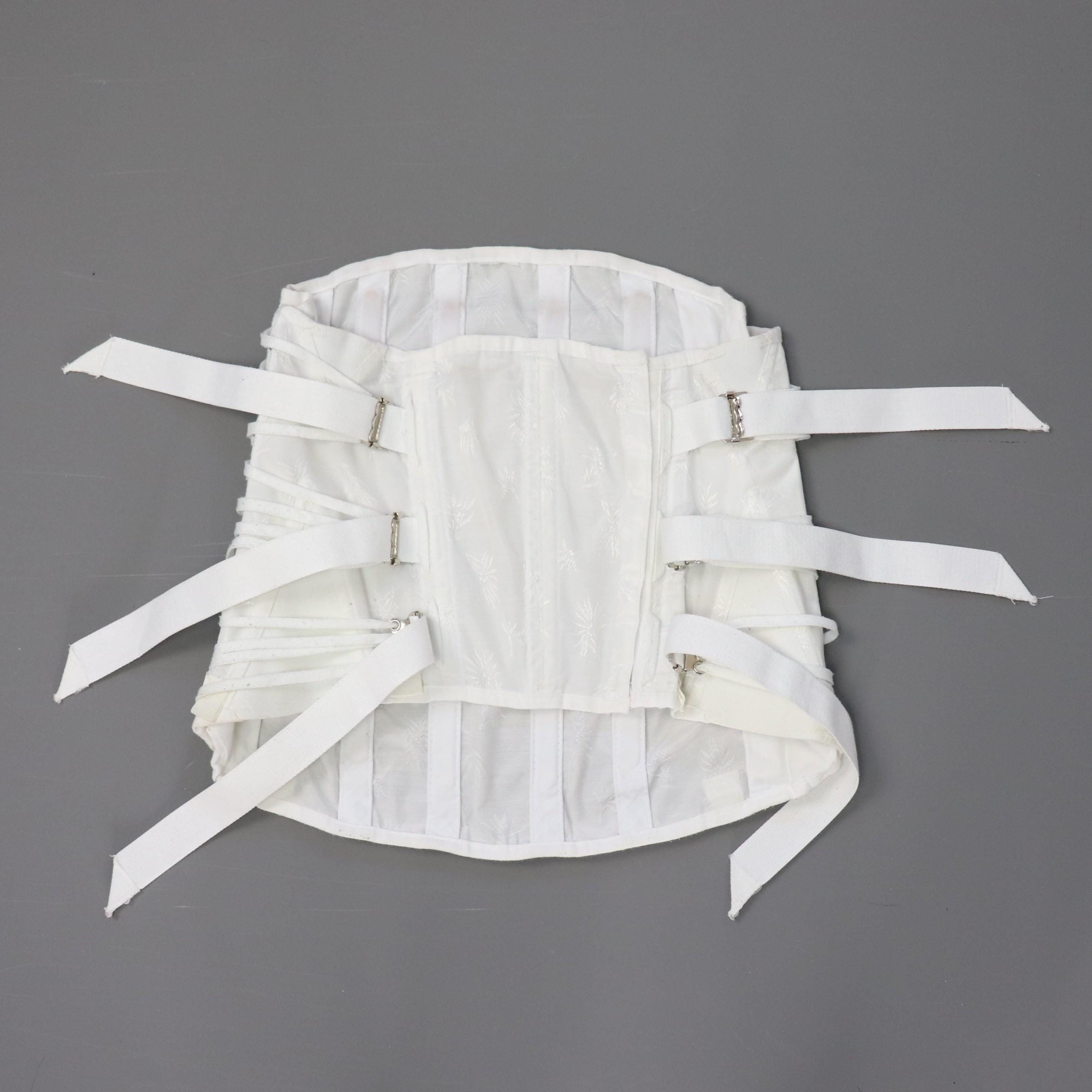 C1950s c1960s vintage white fan laced corset