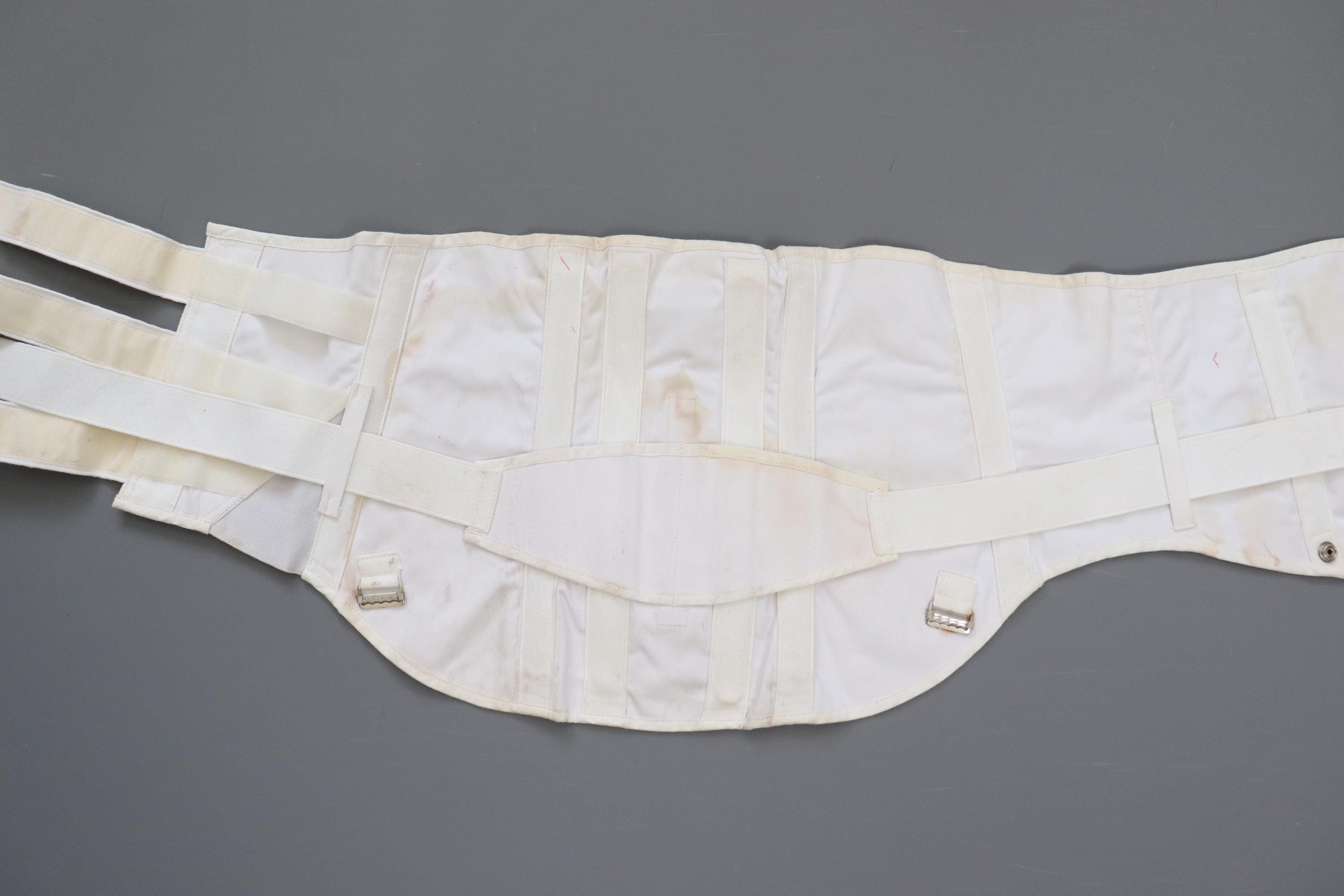 C1980s - 1990s vintage white medical corset /  back support  brace / Charles S Bullen - waist 40"