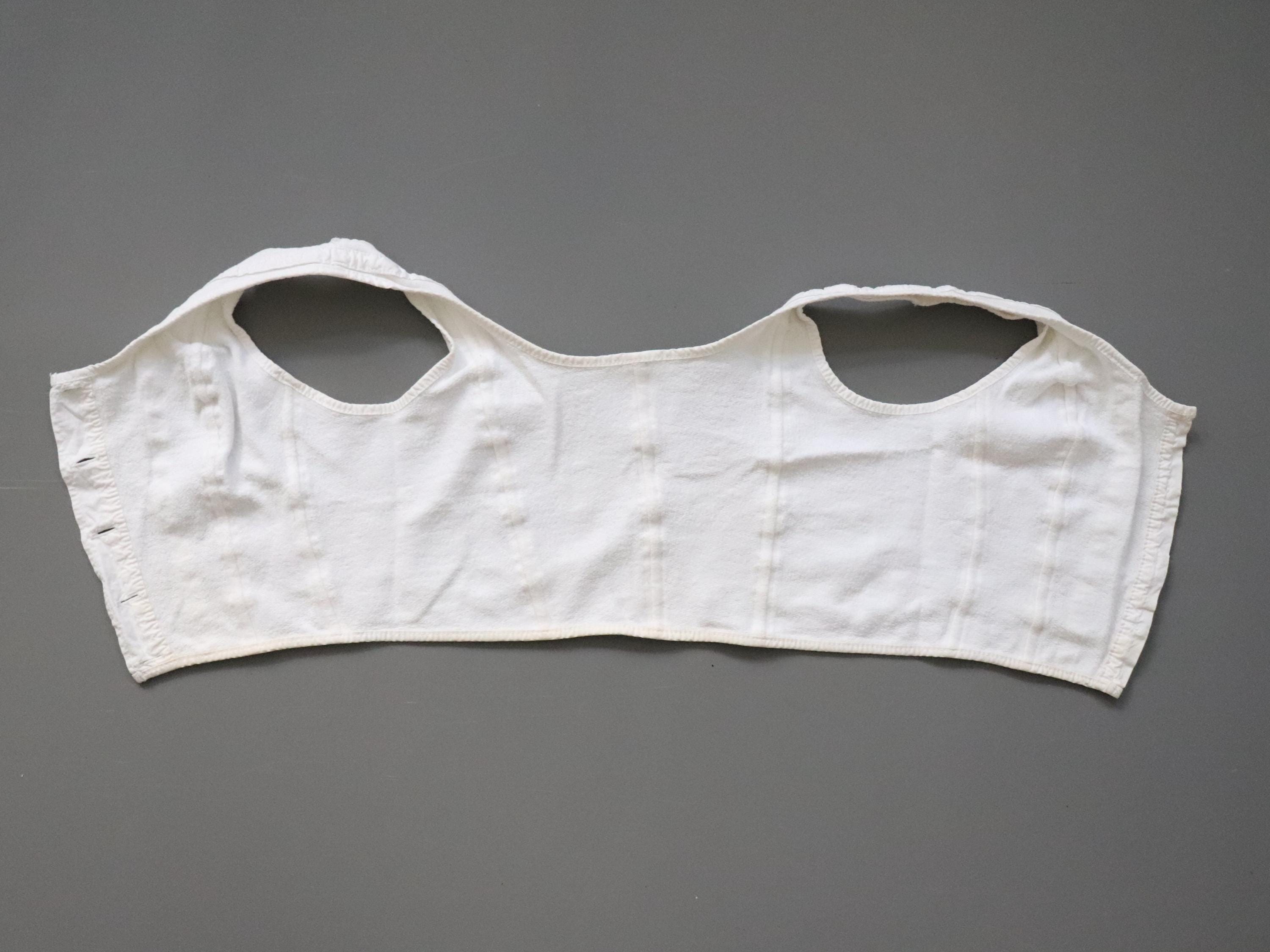 C1970s vintage womens Liberty bodice, 100% white cotton vest, button front vest - Approx size 12 // chest 32"