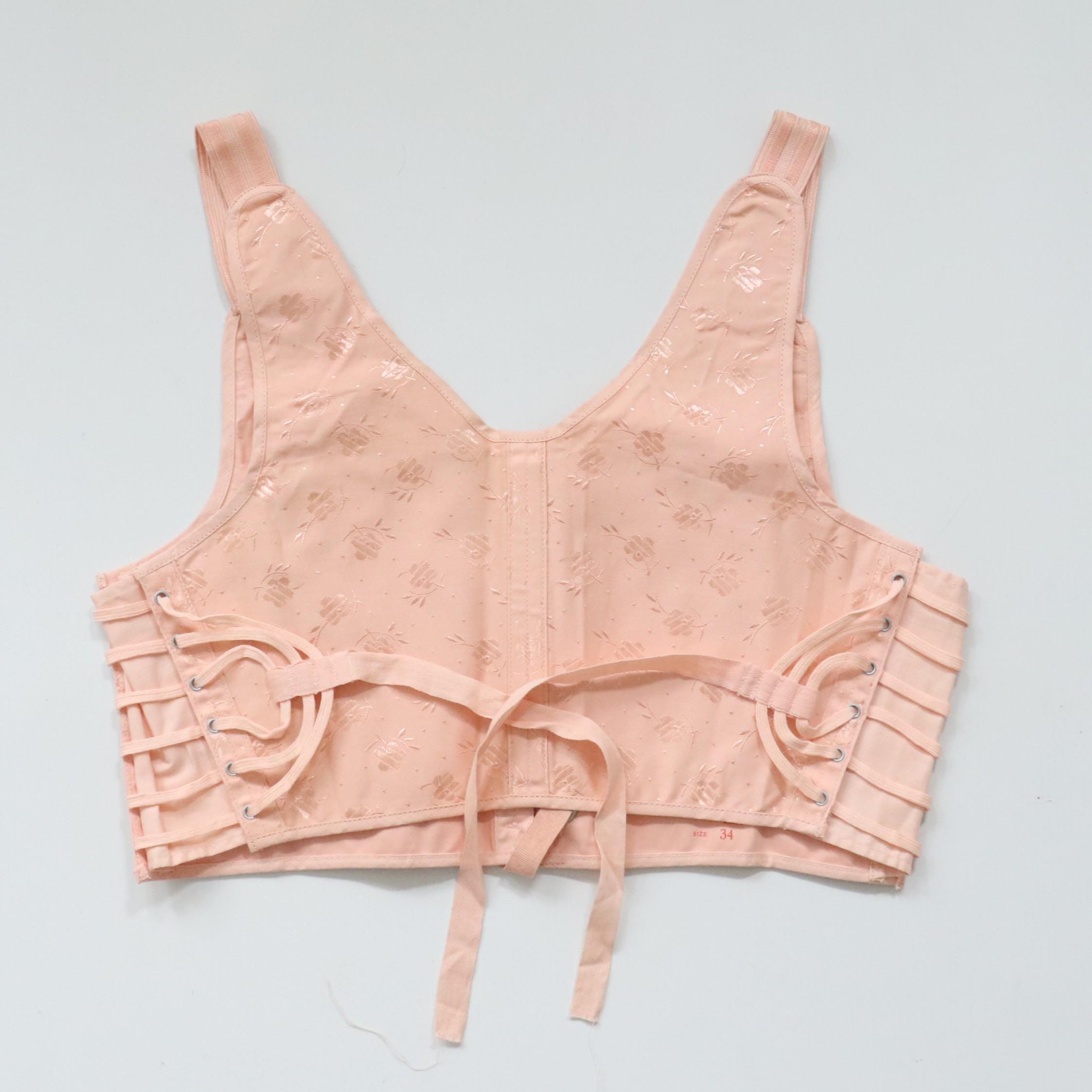 C1940 vintage Avro pink fan laced longline bra - style 849A - size 34