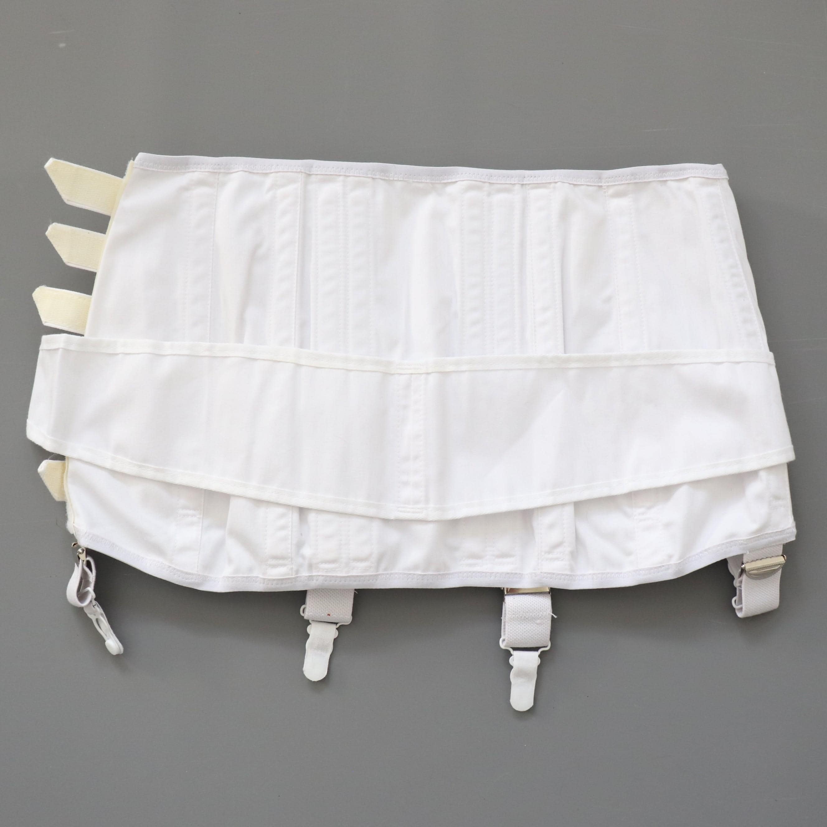 C1980s Vintage CAMP white surgical medical corset with adjustable buckles - fit 32-38" waist