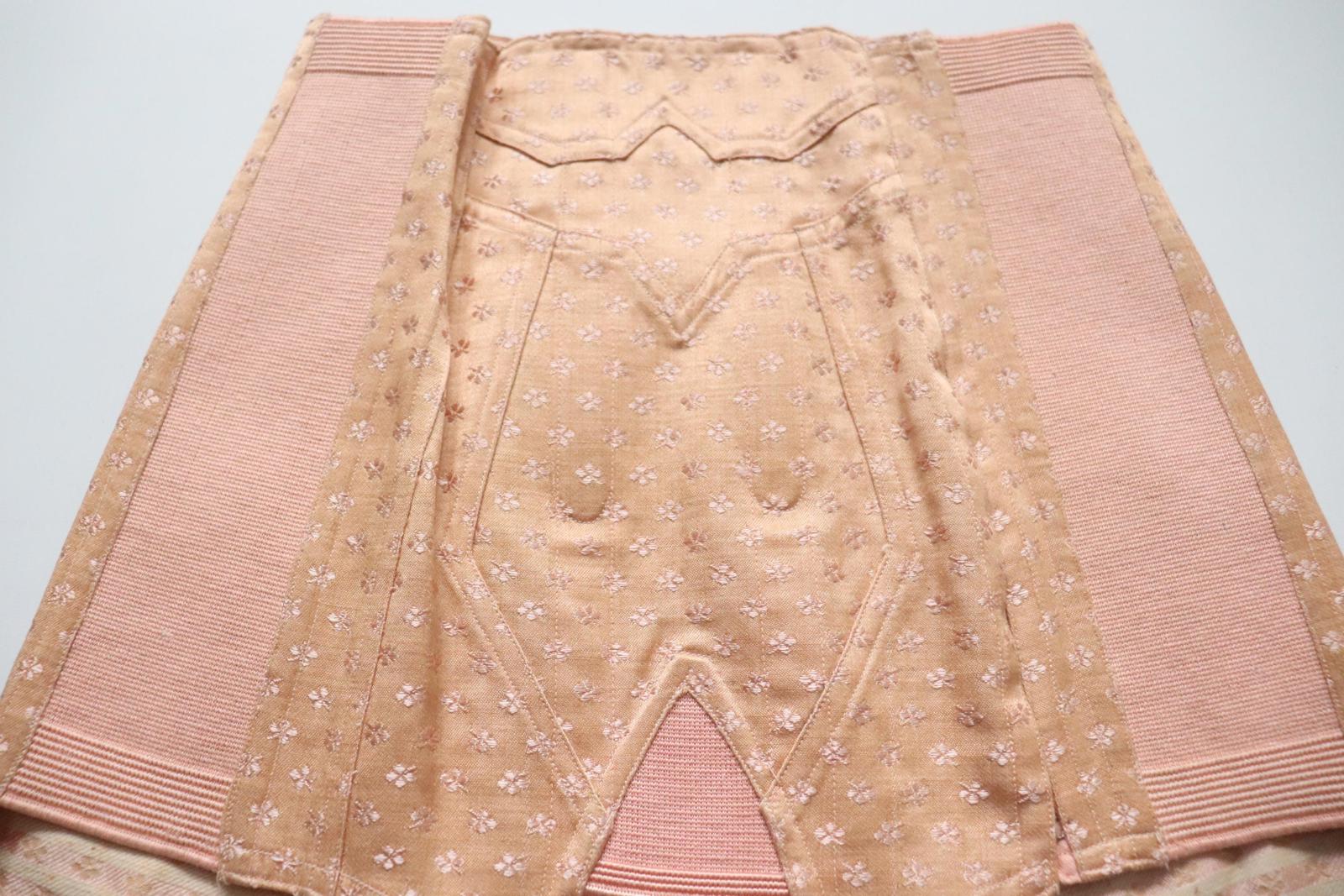 C1940s C1950s vintage pink floral coutil corset girdle - 26 - 28 inch waist