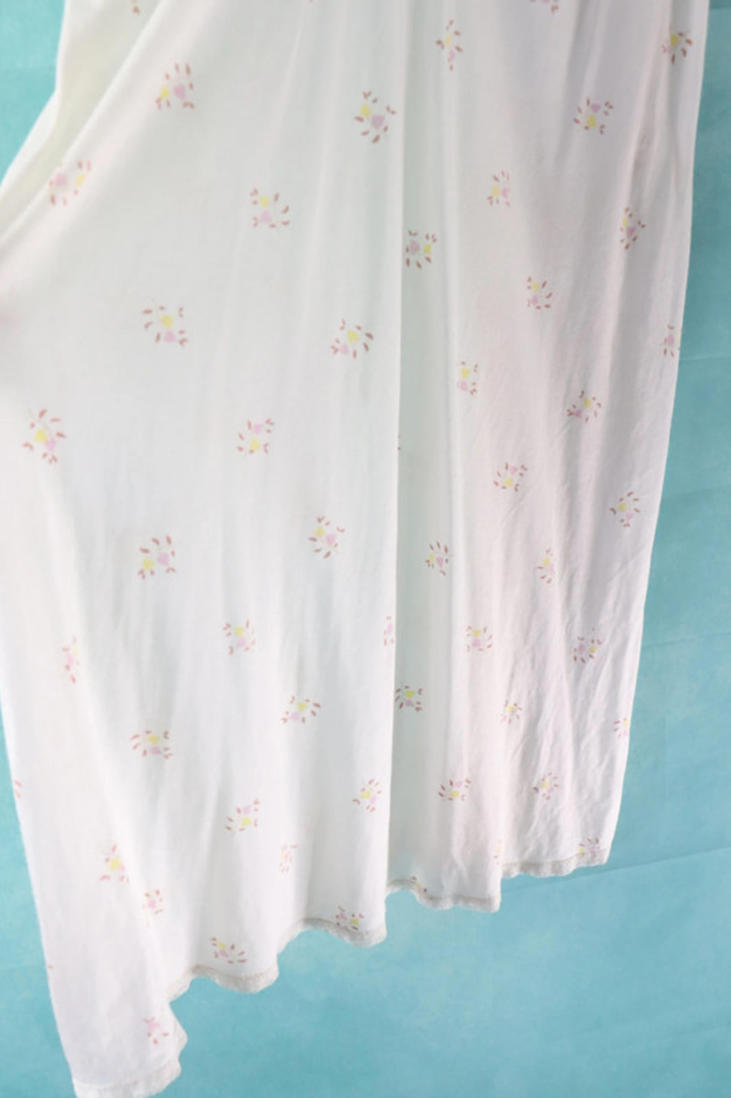 vintage white floral print slip dress/ nightie - chest 34" circumference