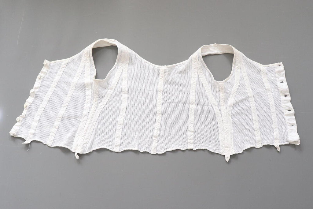 C1960s vintage Peter Pan liberty bodice, white button front vest -Approx size 40