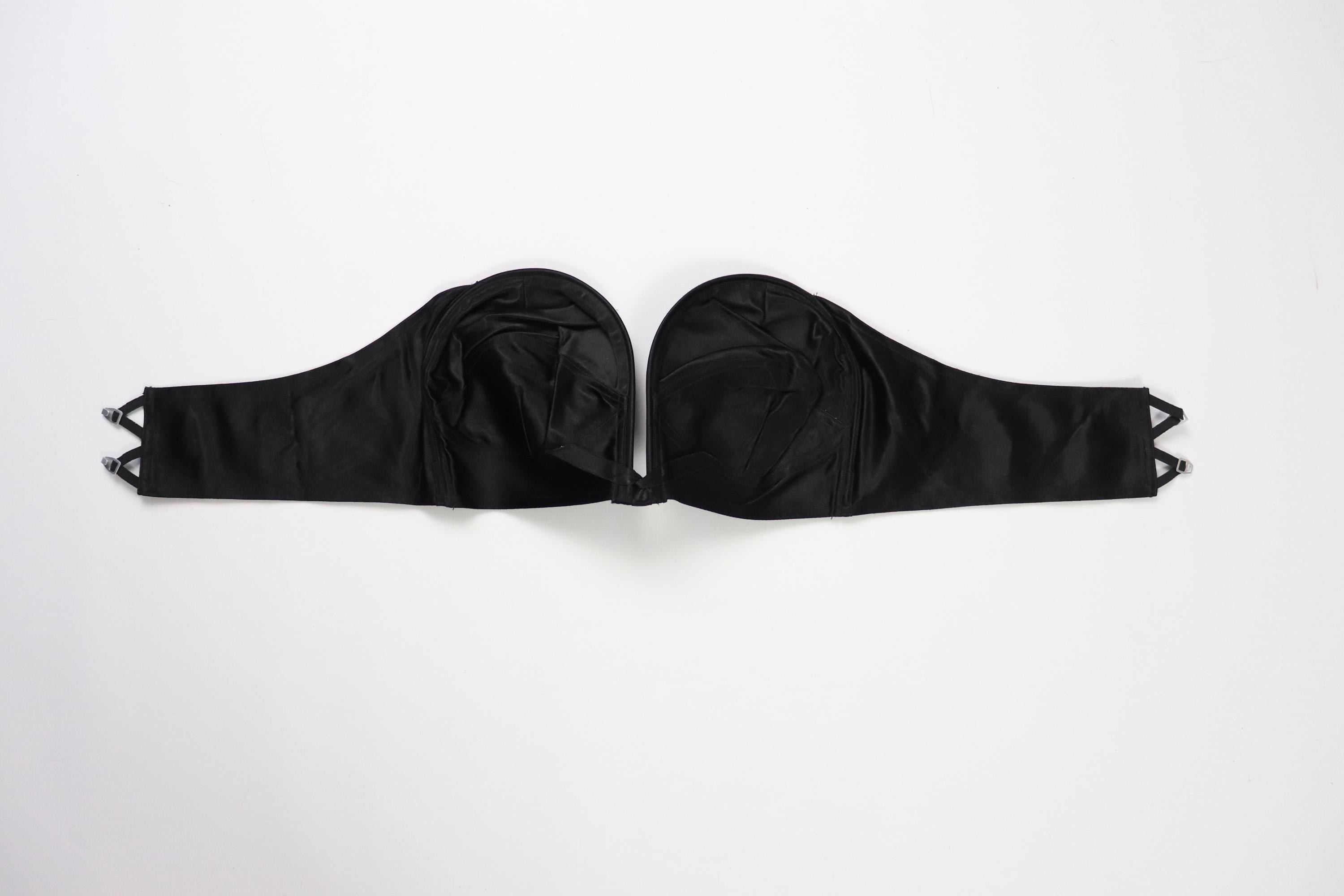 C1950s vintage Cor Fin bra - black satin overwire bra, monowire bra, pinup lingerie