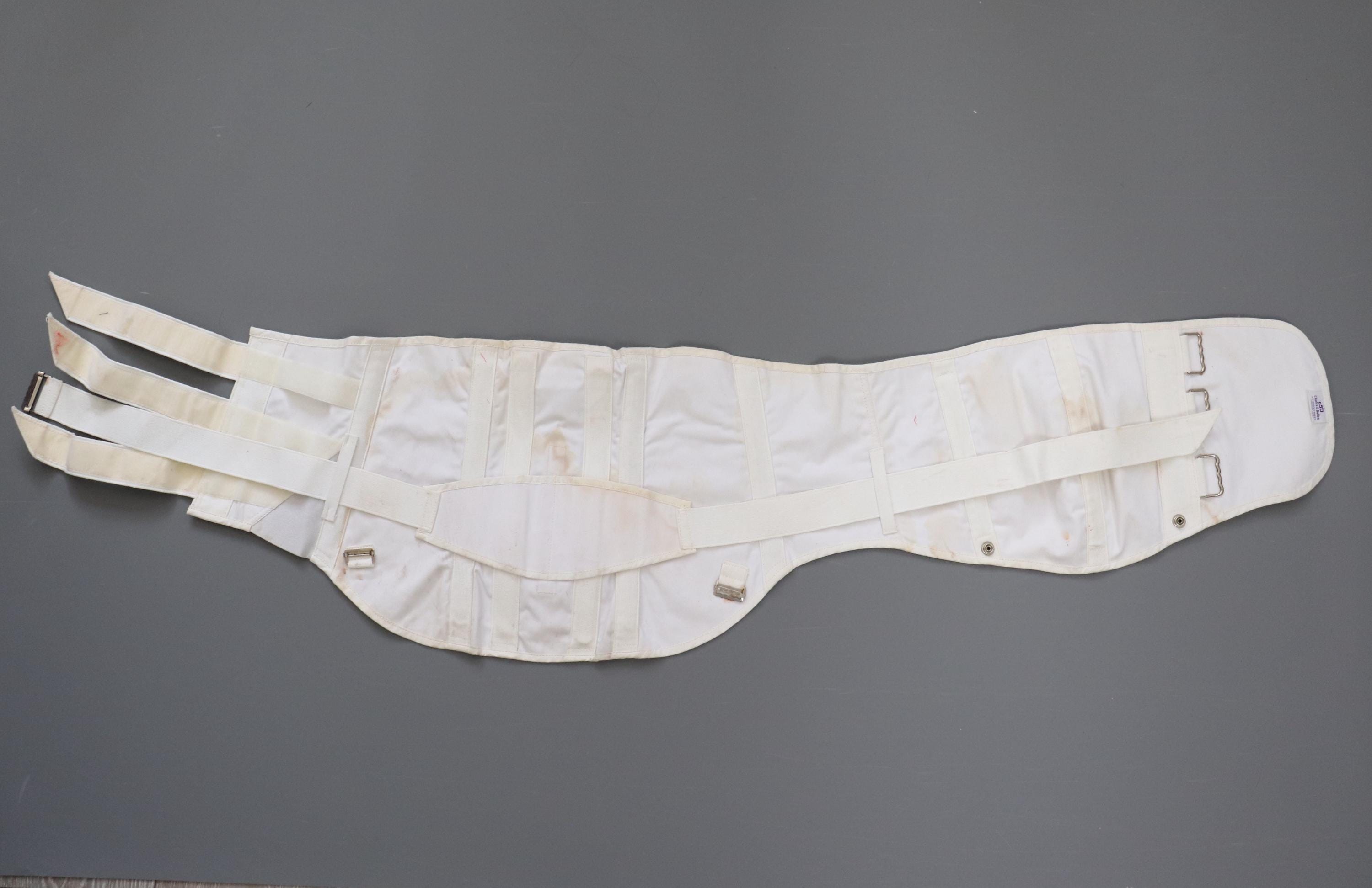 C1980s - 1990s vintage white medical corset /  back support  brace / Charles S Bullen - waist 40"