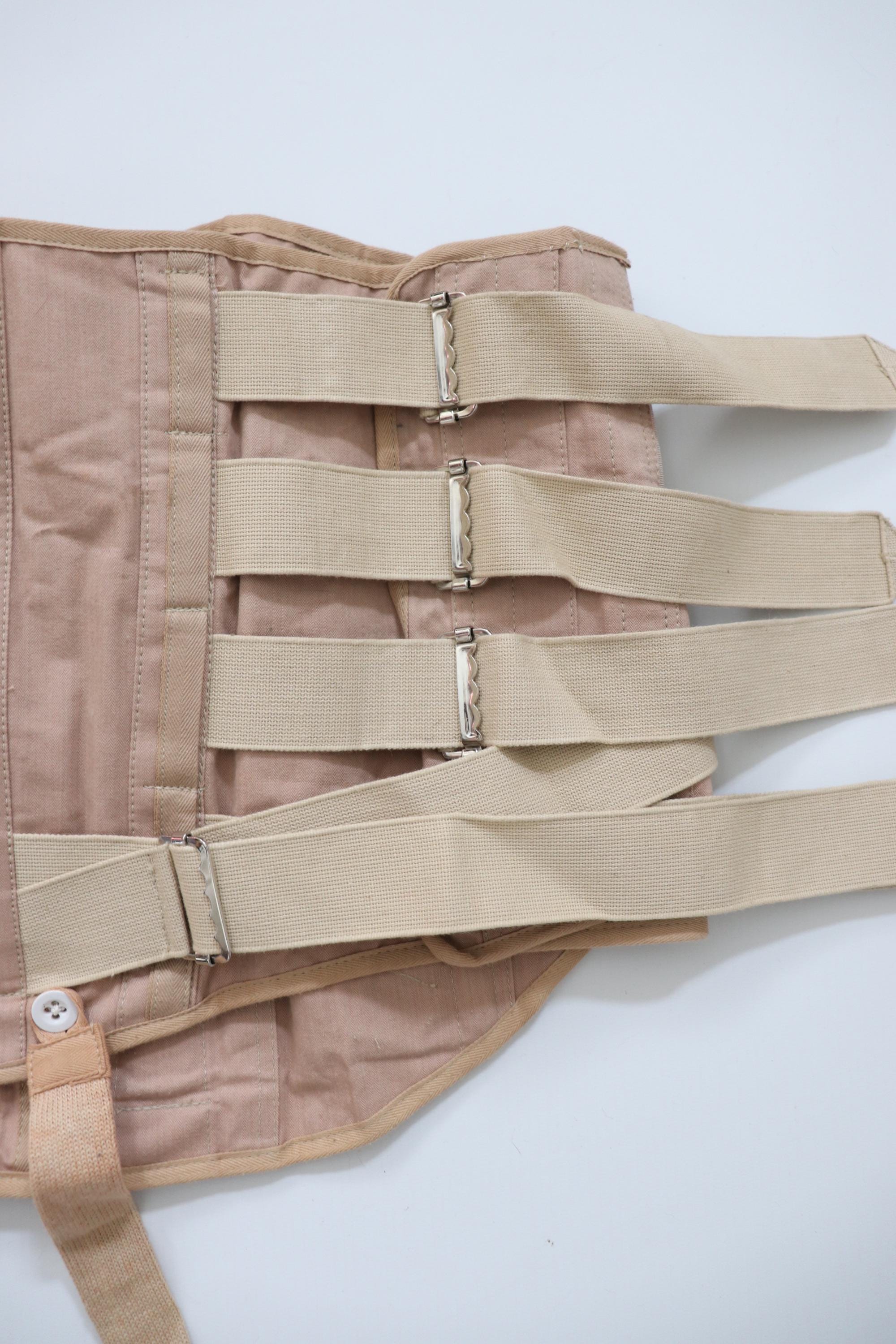 C1970s Vintage Alfred Cox surgical medical corset with adjustable buckles - fit 35"- 40" waist