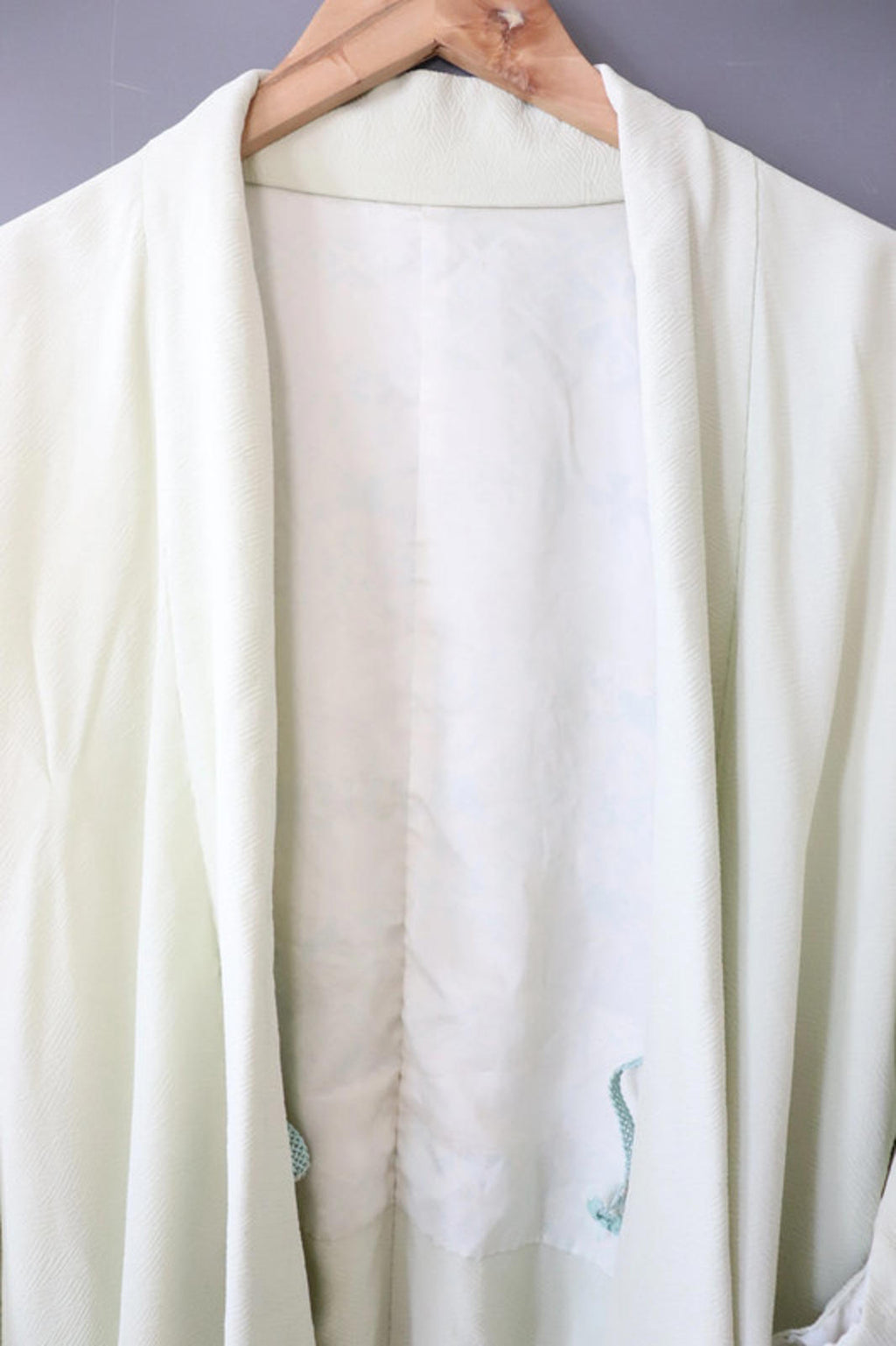 Vintage hand stitched Japanese Kimono Jacket light sage green - 38" chest circumference