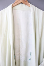 Vintage hand stitched Japanese Kimono Jacket light sage green - 38" chest circumference
