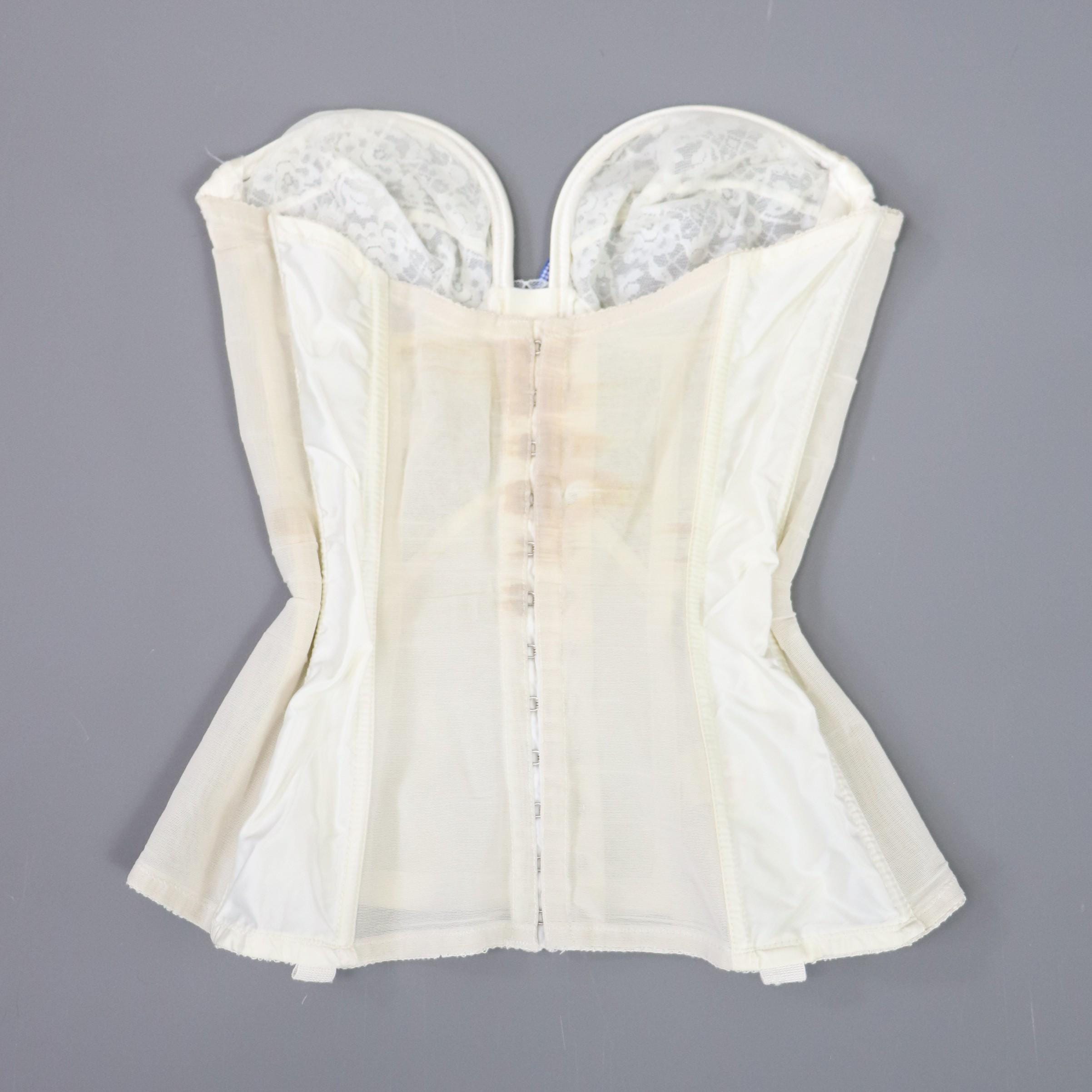 C1950s vintage Lady Marlene cream lace overwire bustier corset, style 960 size 34B