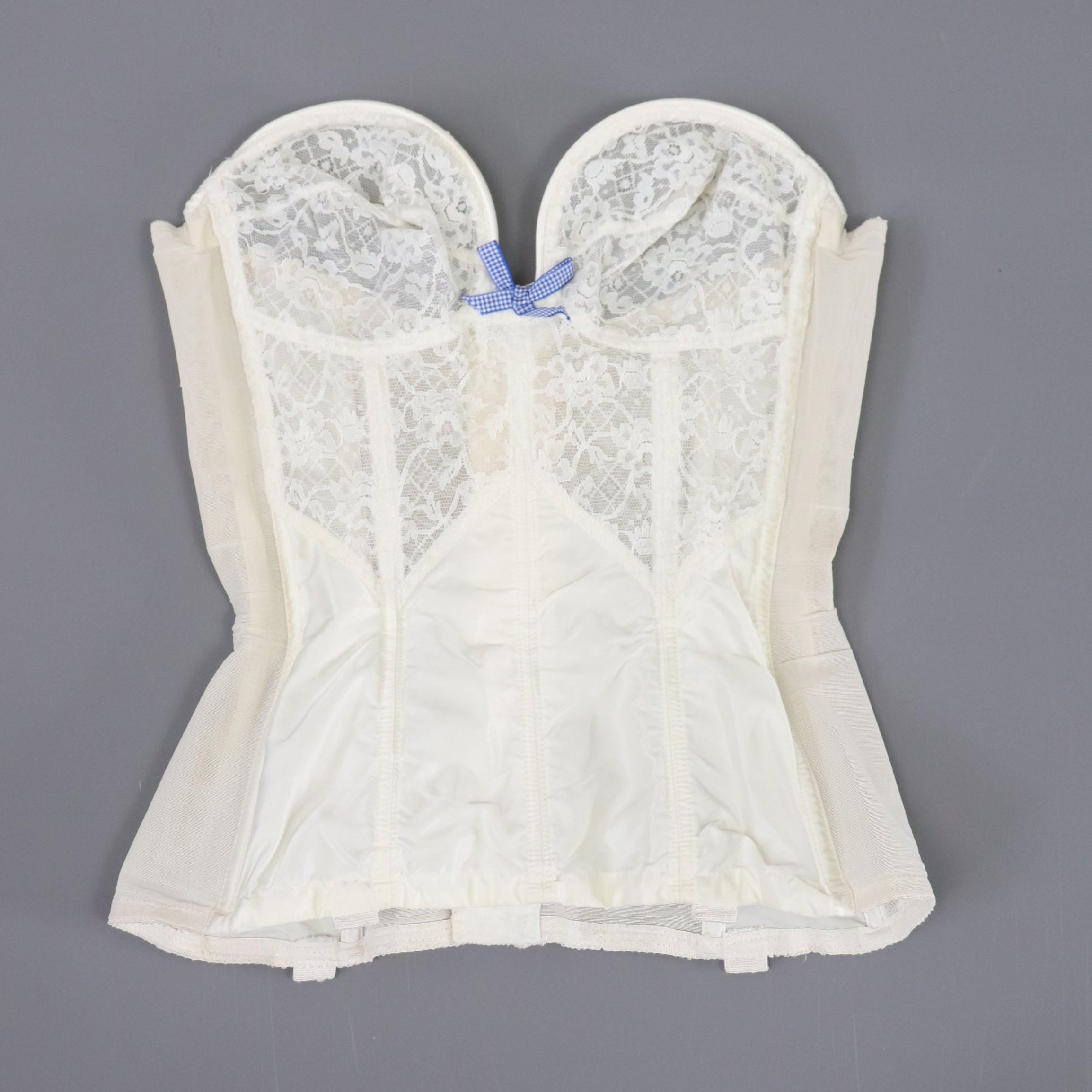 C1950s vintage Lady Marlene cream lace overwire bustier corset, style 960 size 34B