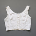 C1970s vintage womens Liberty bodice, 100% white cotton vest, button front vest - Approx size 12 // chest 32"