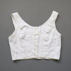 C1970s vintage womens Liberty bodice, 100% white cotton vest, button front vest - Approx size 12 // chest 32"