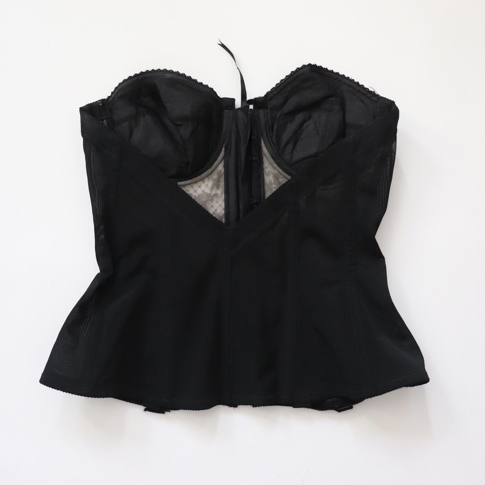 C1980s vintage Underscore by JC Penney black cupped bustier corset - SIZE 38C