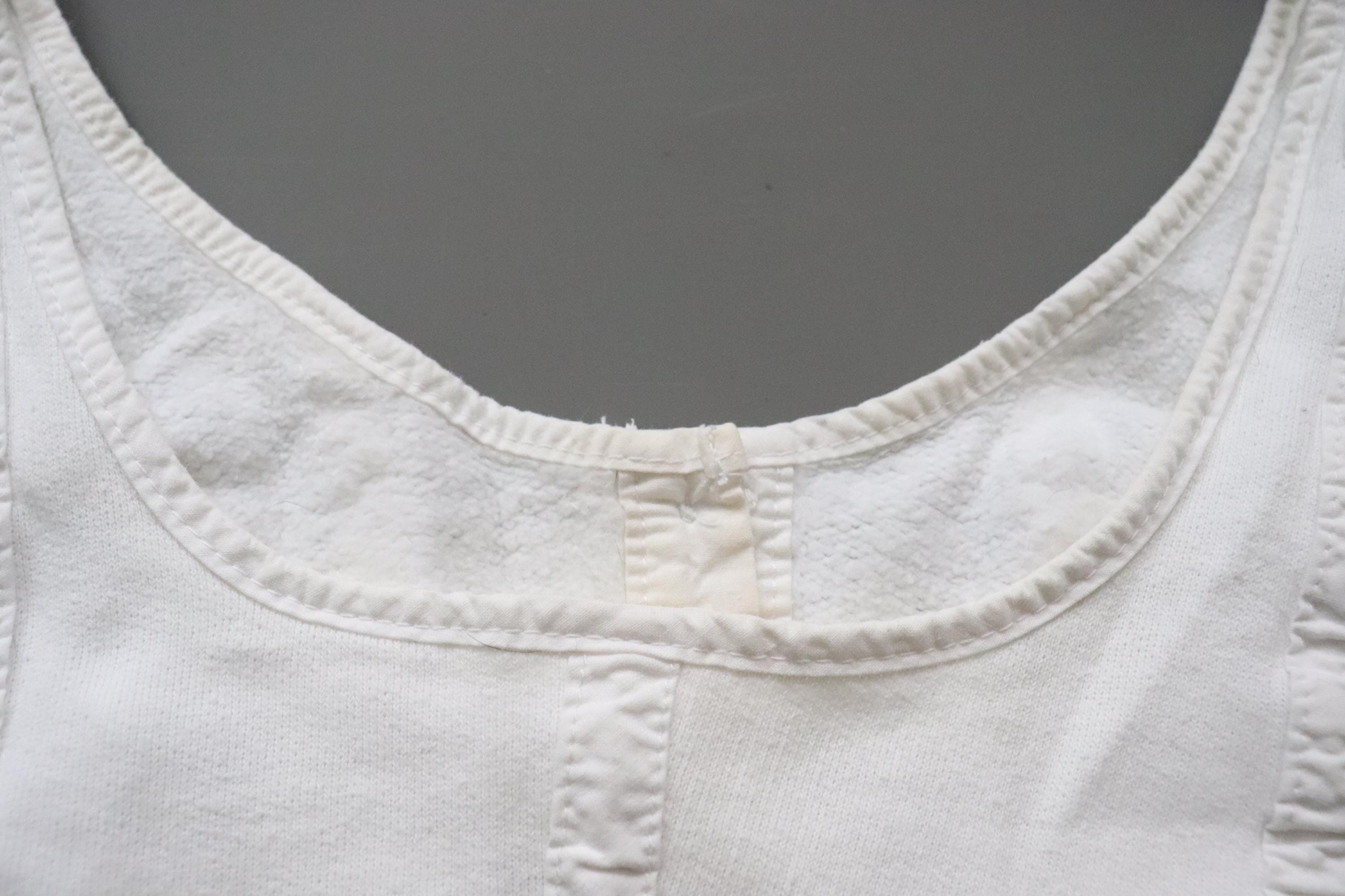 C1970s vintage womens Liberty bodice, 100% white cotton vest, button front vest - Approx size 12 // chest 32"