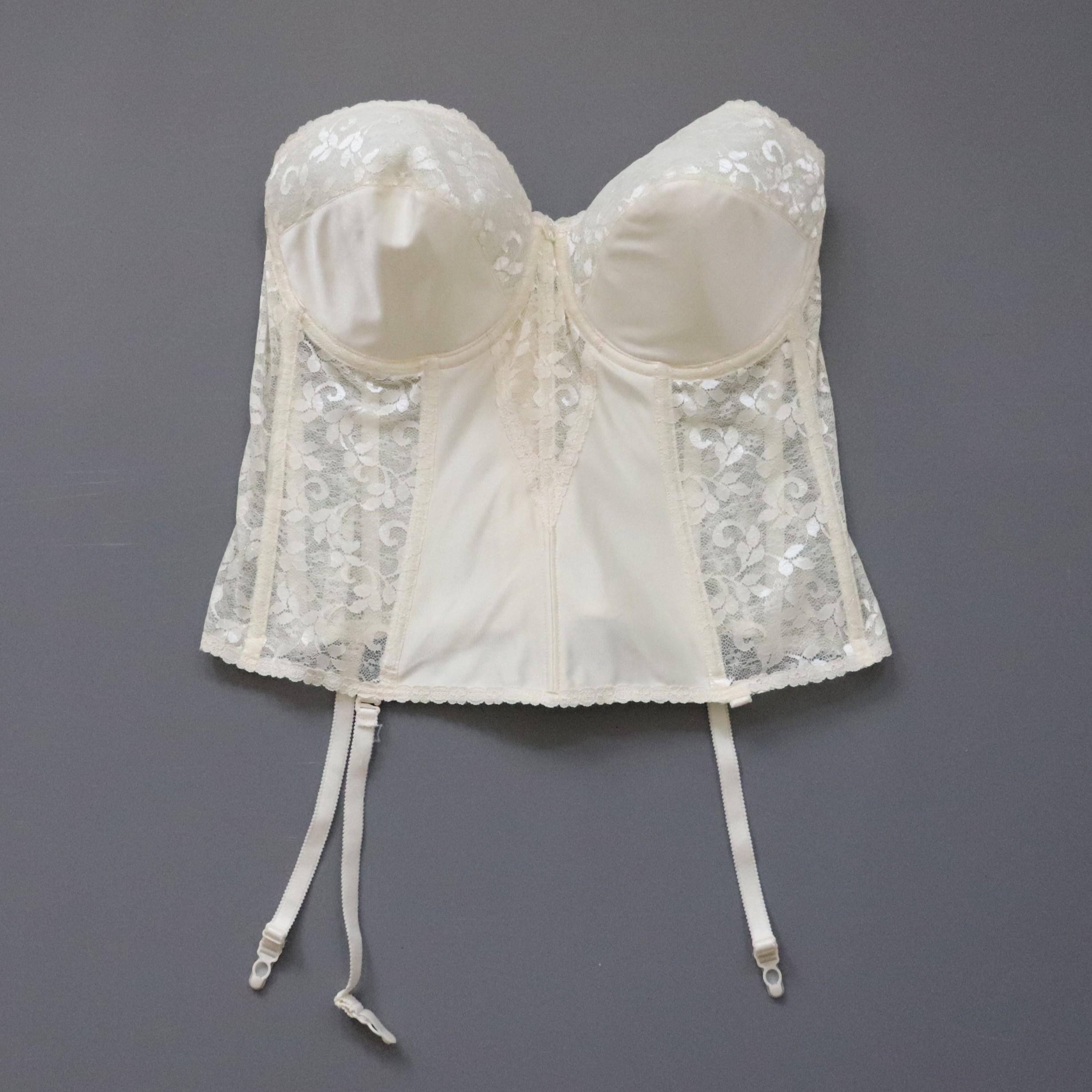 Vintage Carnival cream cupped bustier corset, size 42D