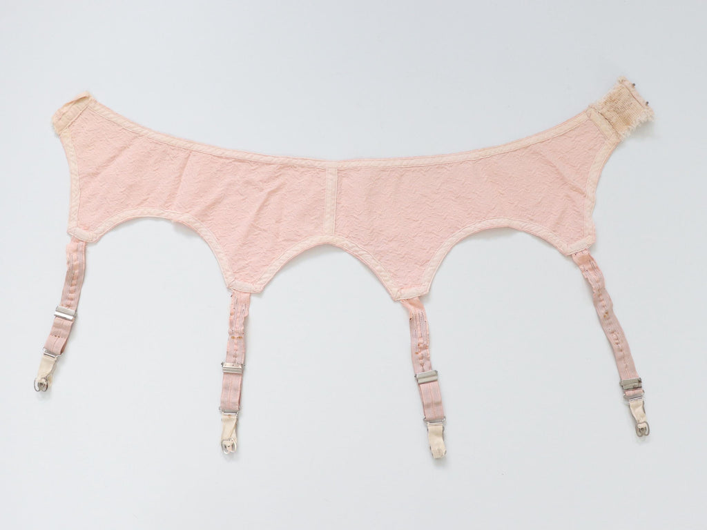 C1940s vintage pink satin suspender