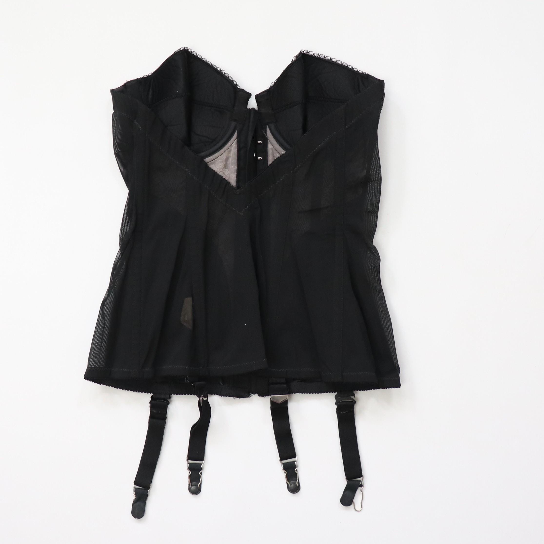 C1960s vintage Lady Marlene black cupped bustier corset, zip fastening bodice style 986 size 36B