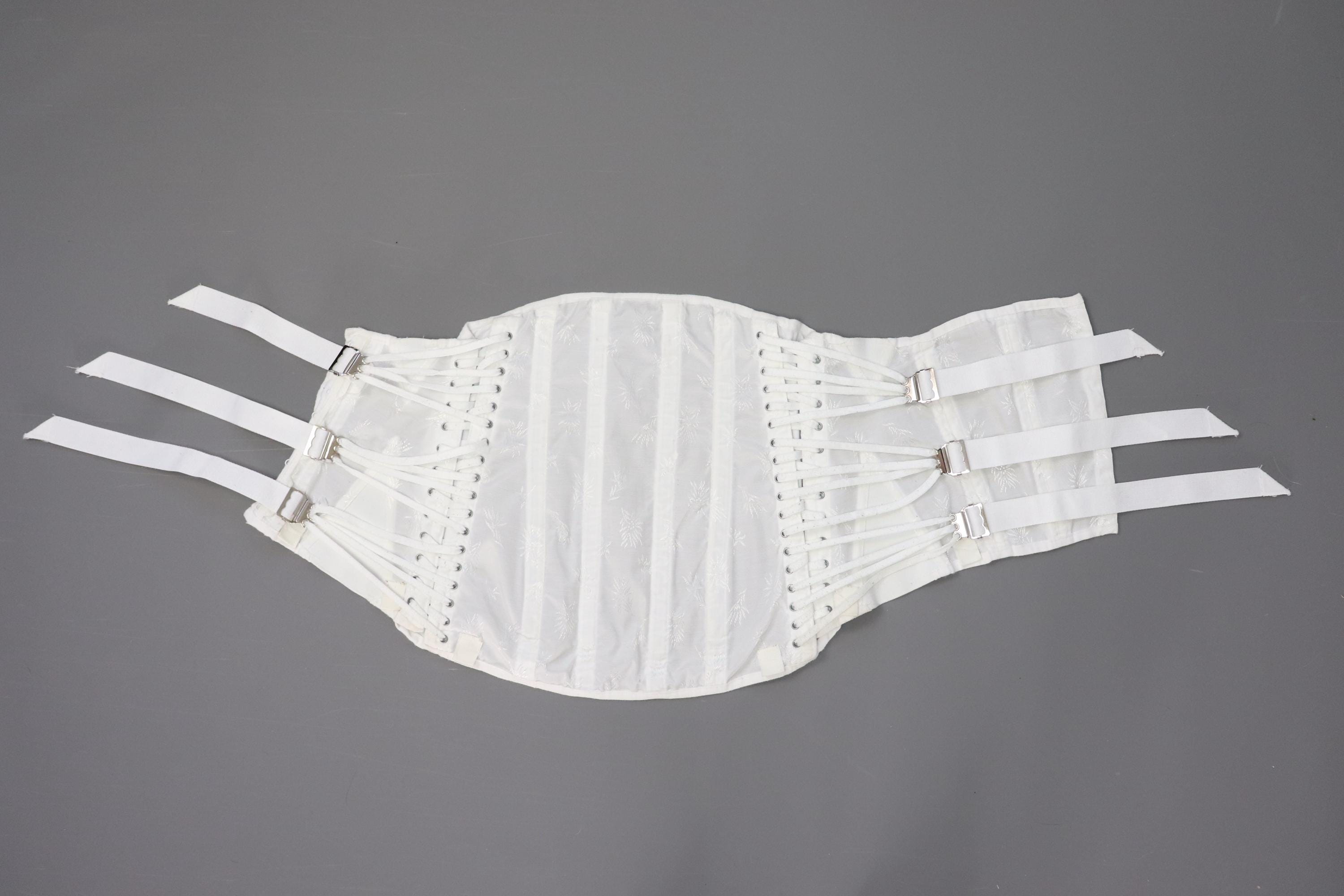 C1950s c1960s vintage white fan laced corset