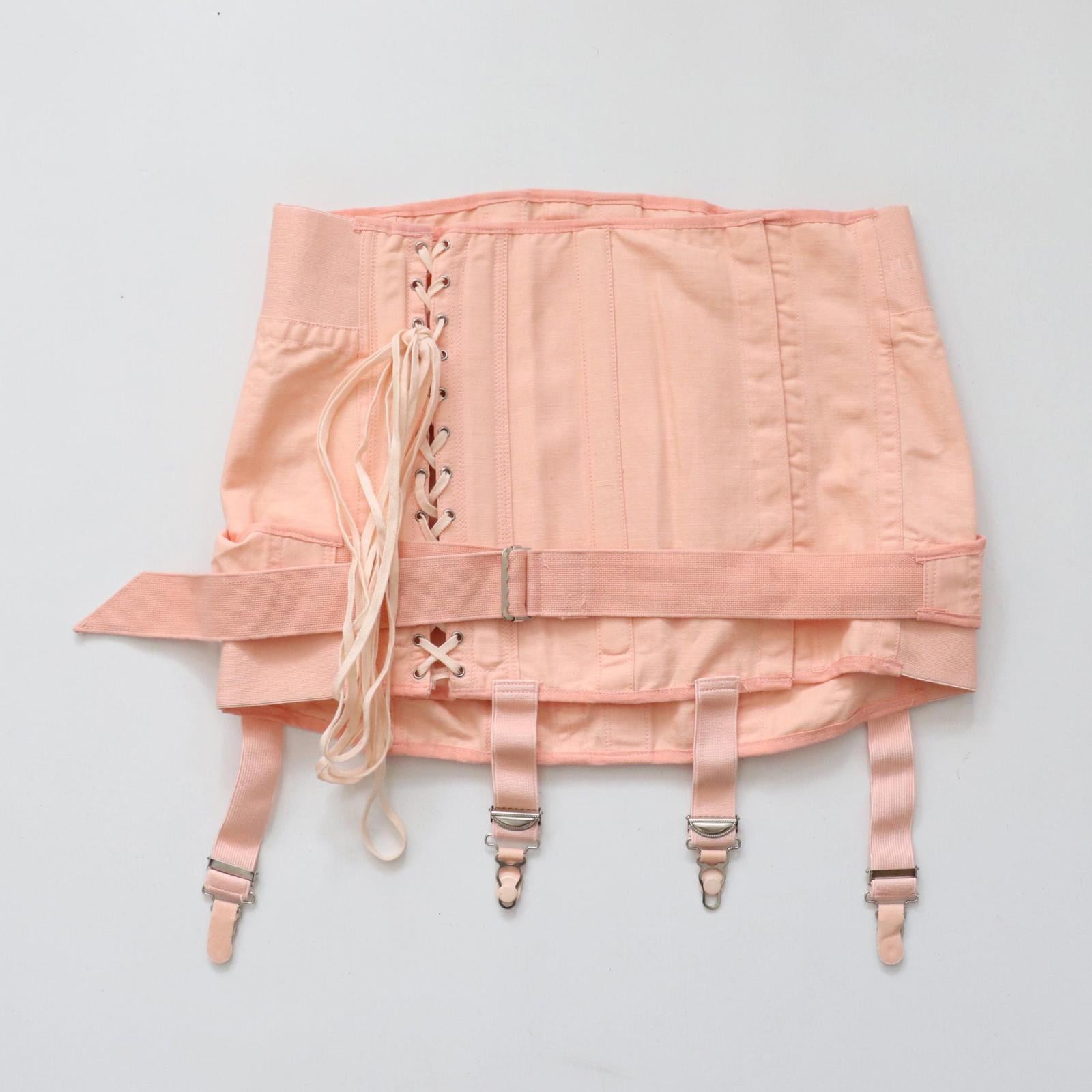 C1980s vintage pink D ROSE corset girdle -  SIZE - 32 inches waist