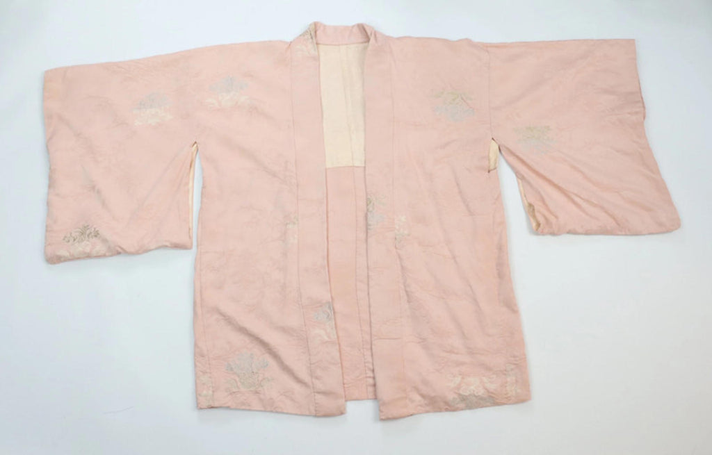 Vintage hand stitched light pink Japanese Kimono Jacket