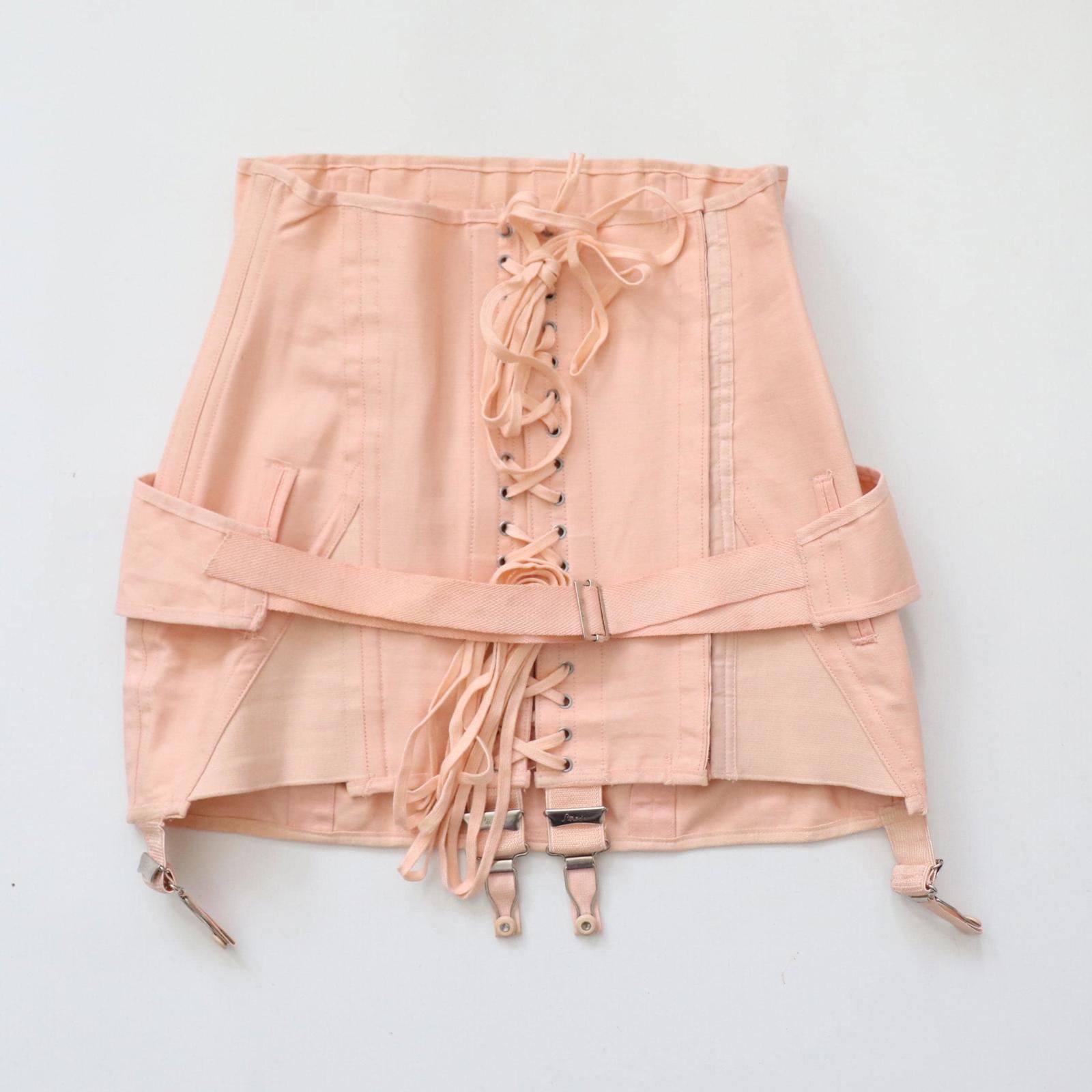 C1960s vintage pink Strodex corset girdle -  SIZE - 26 inches waist