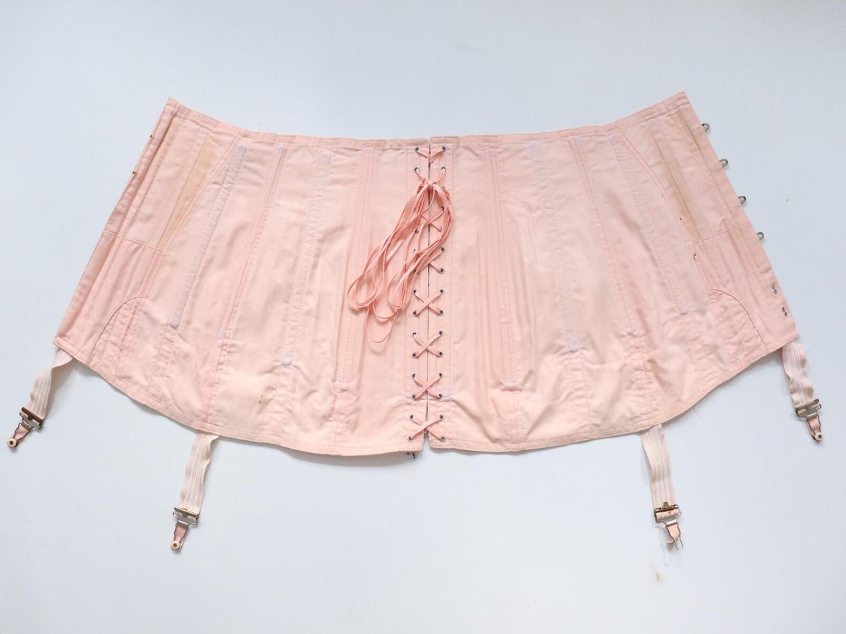 C1940s vintage EXCELSIOR pale pink corset girdle - 26" waist