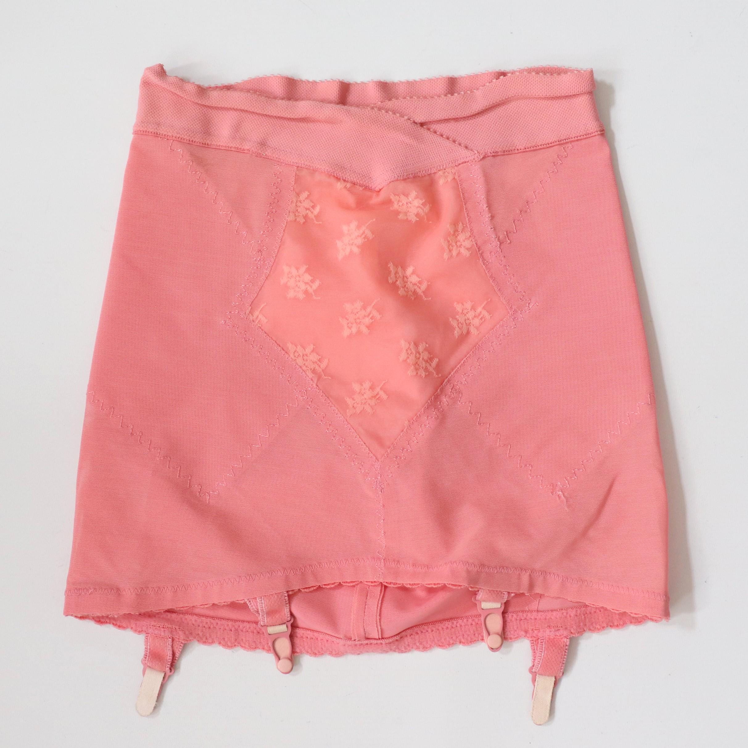 C1960s / C1970s vintage Contesa bubblegum pink powernet roll on corset girdle- SIZE 29/30 inch