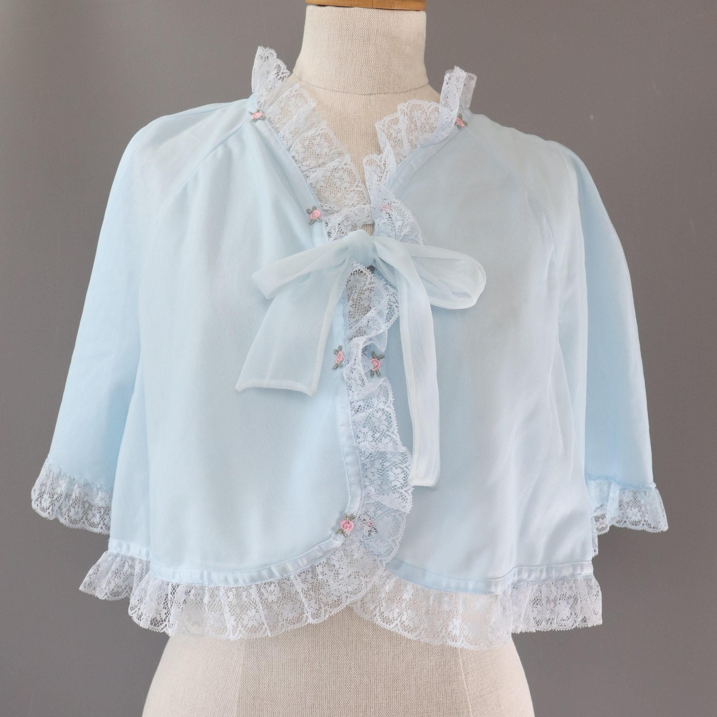 C1960s Vintage St Michael light blue bed jacket- Size to fit bust 34/36"