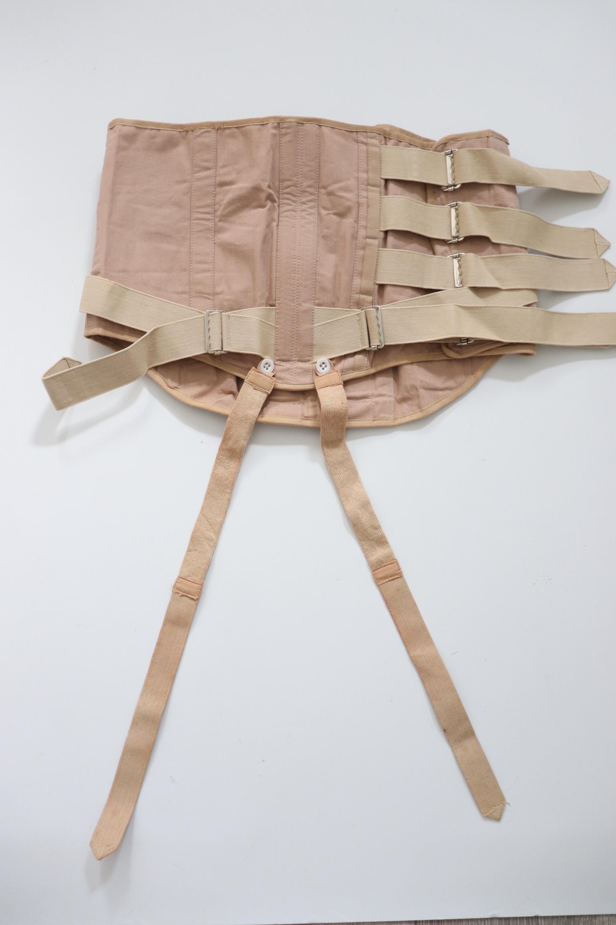 C1970s Vintage Alfred Cox surgical medical corset with adjustable buckles - fit 35"- 40" waist