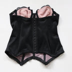 C1980s Julie Anne pink and black cupped bustier corset basque size 34B