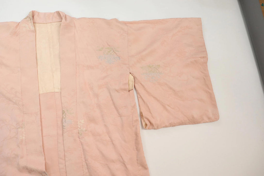 Vintage hand stitched light pink Japanese Kimono Jacket