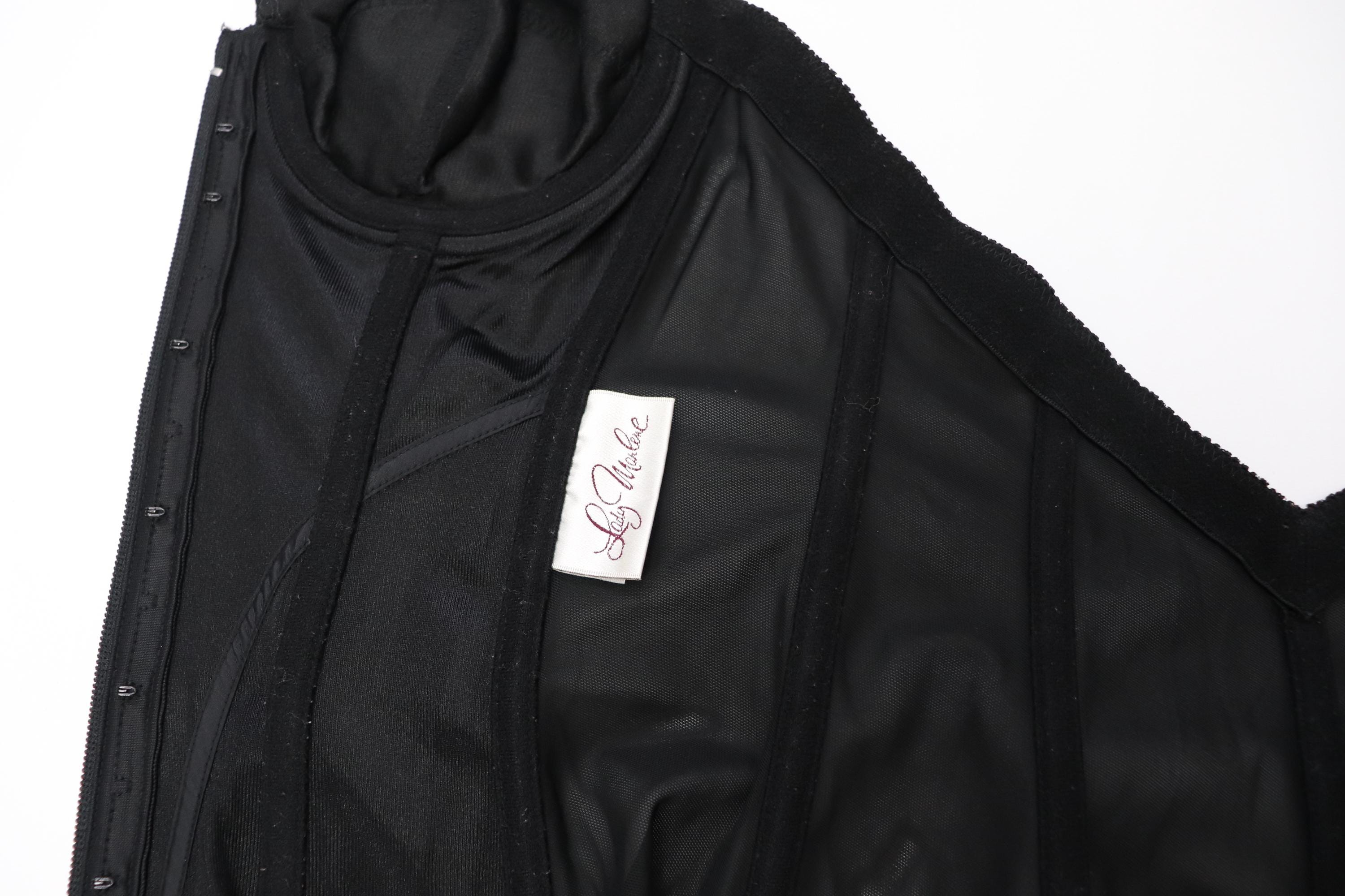 C1980s vintage Lady Marlene black cupped bustier corset, zip fastening bodice style 979 size 36B