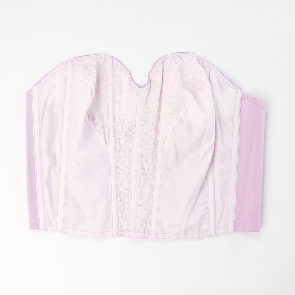 C1950s vintage Moonlight by Kestos longline bustier bra, repurposed hand dyed lilac lingerie. Label 40C