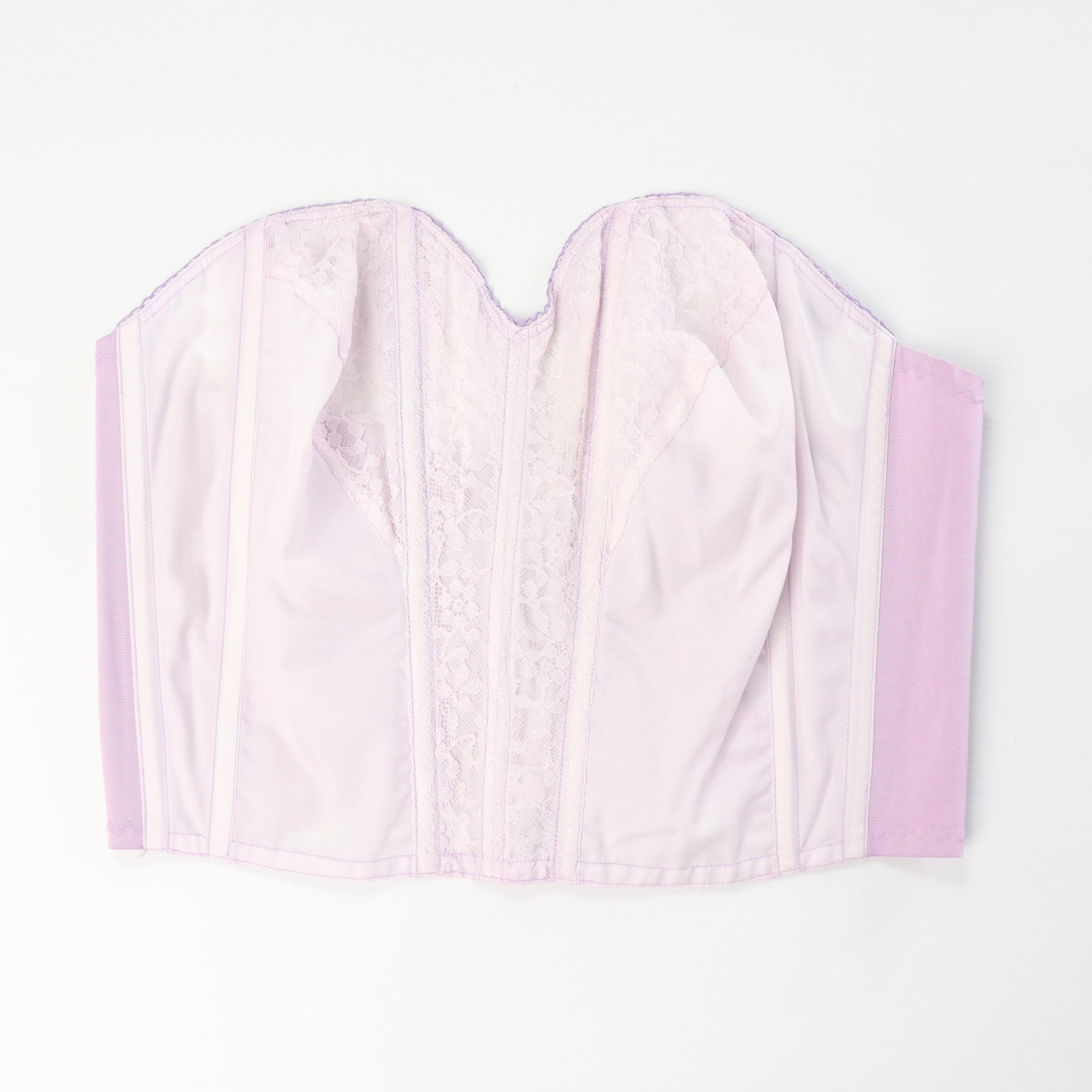 C1950s vintage Moonlight by Kestos longline bustier bra, repurposed hand dyed lilac lingerie. Label 40C