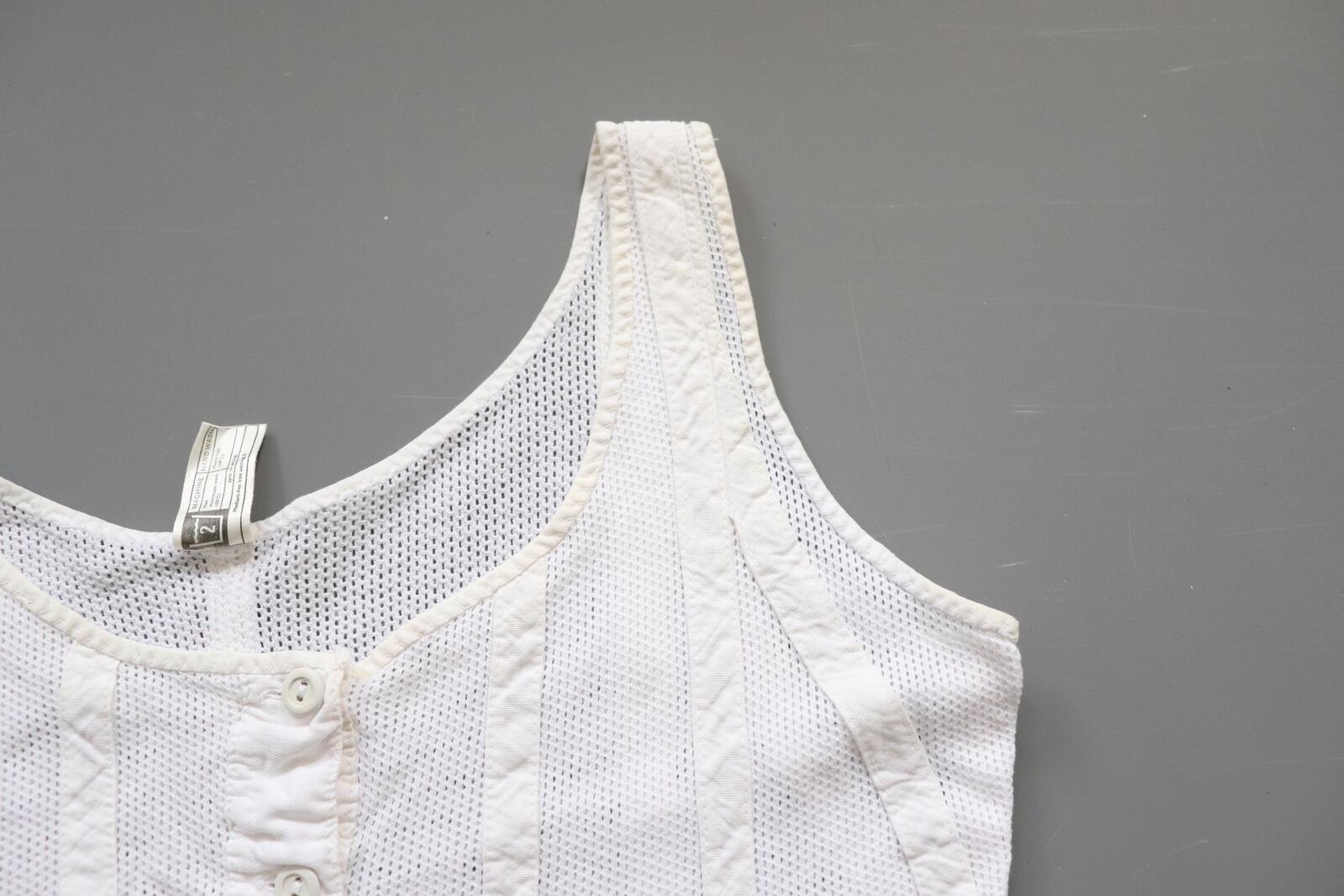 C1960s vintage Peter Pan liberty bodice, white button front vest -Approx size 40